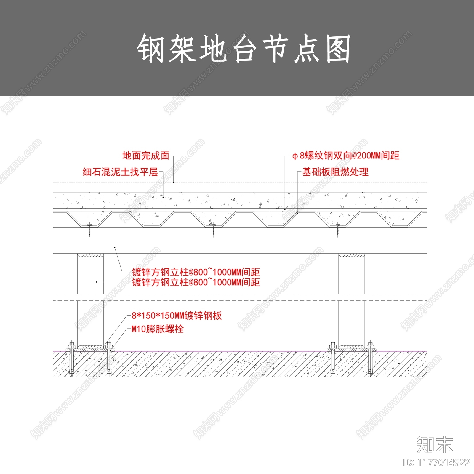 现代地面节点cad施工图下载【ID:1177014922】