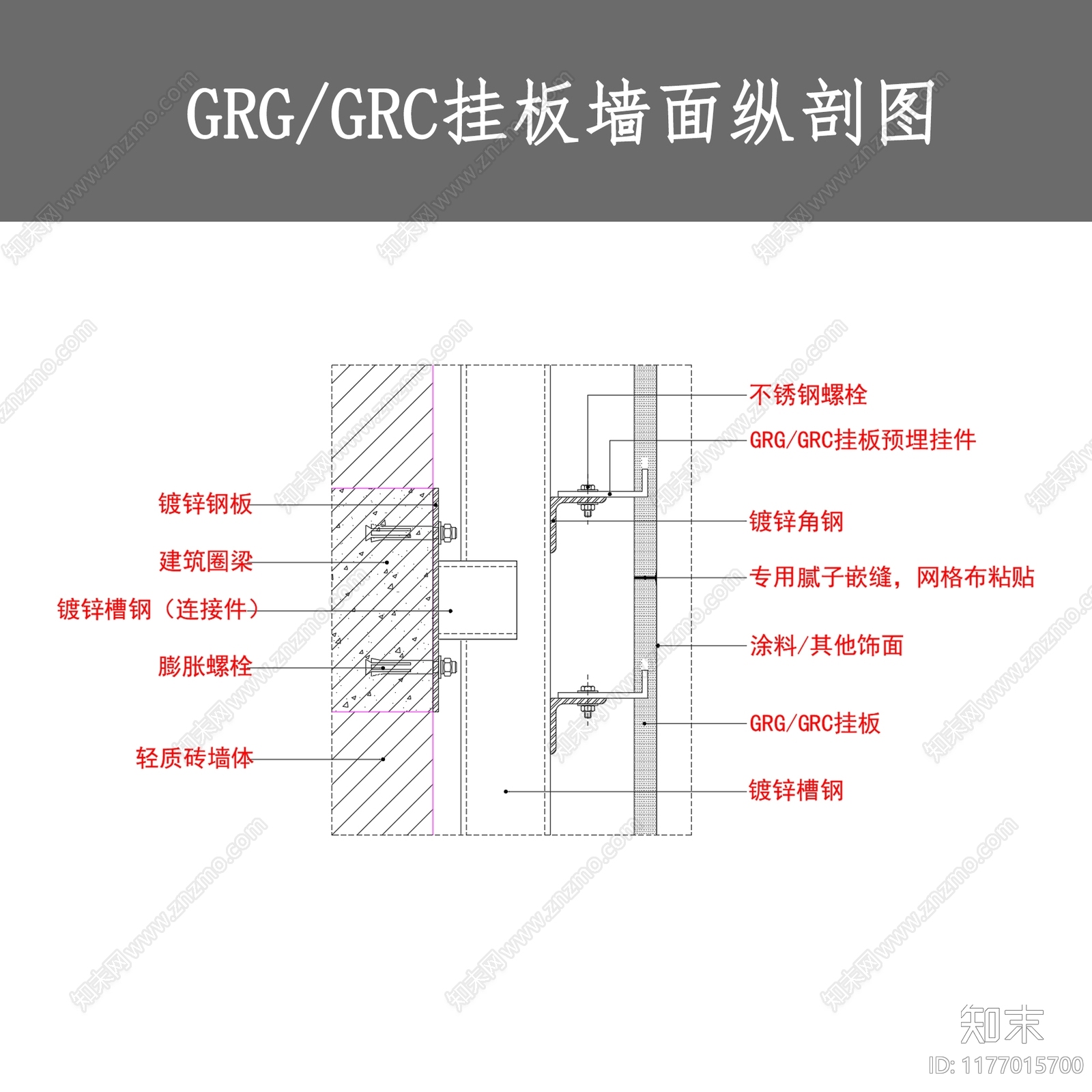 现代墙面节点cad施工图下载【ID:1177015700】