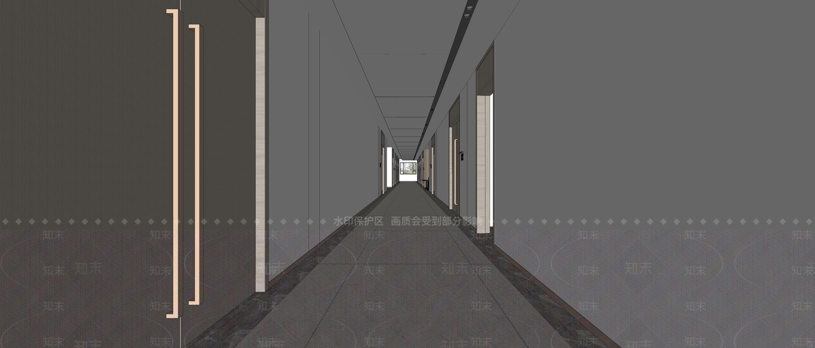 现代办公走廊SU模型下载【ID:1177017712】