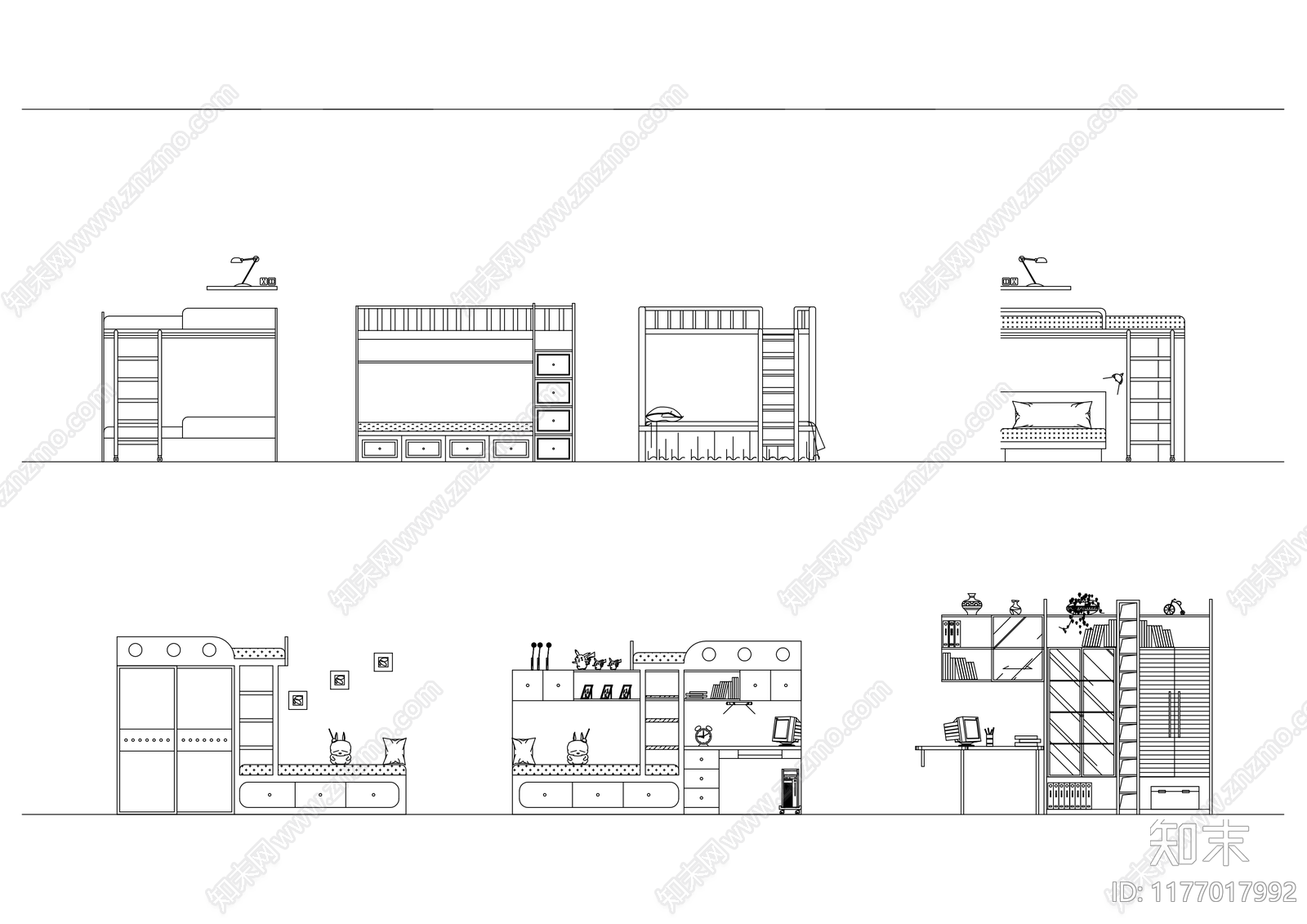 现代床施工图下载【ID:1177017992】