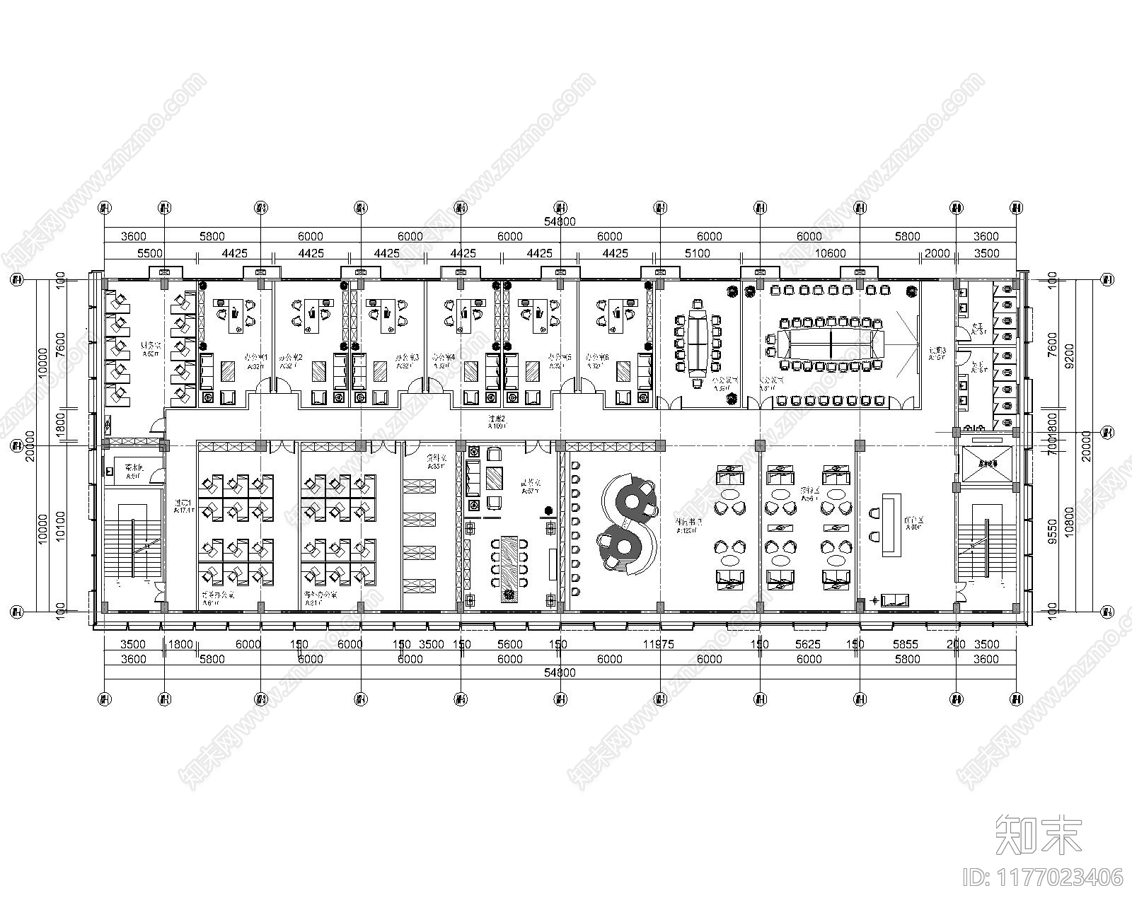 现代办公室cad施工图下载【ID:1177023406】