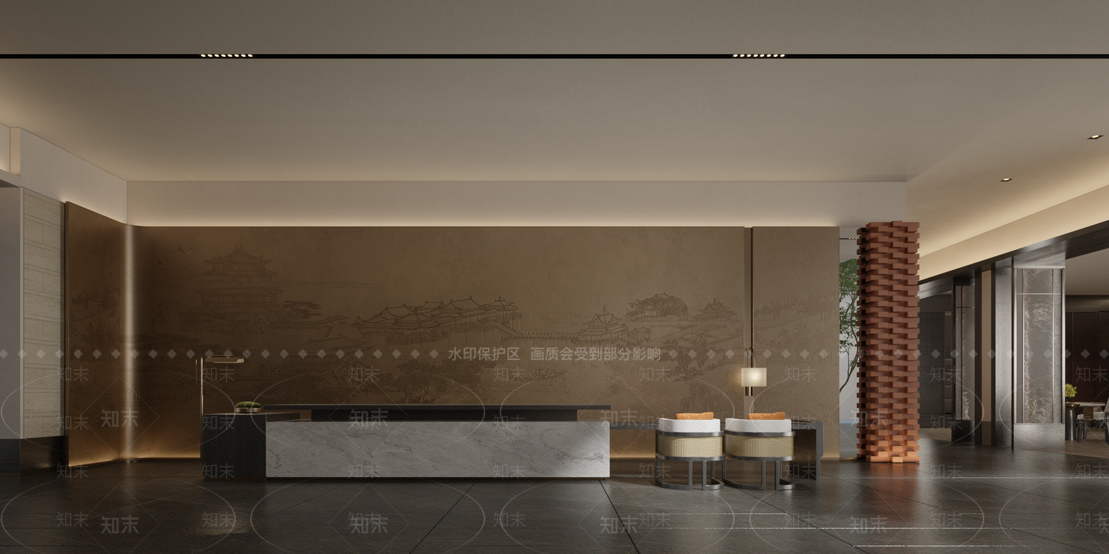 现代酒店大堂3D模型下载【ID:1214832042】