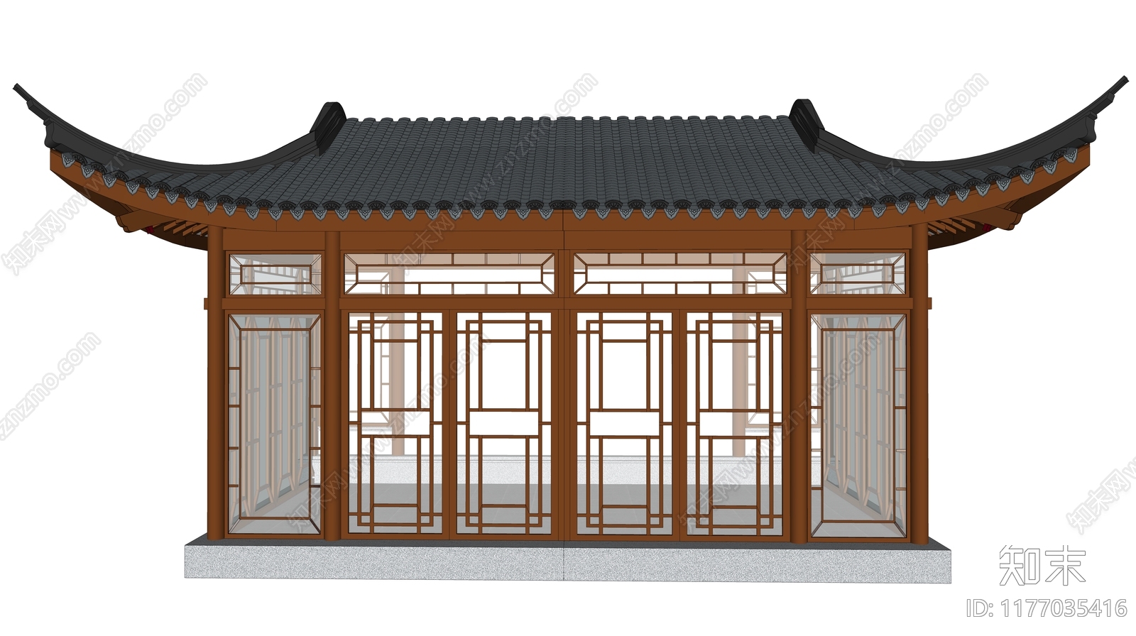 新中式中式亭子SU模型下载【ID:1177035416】