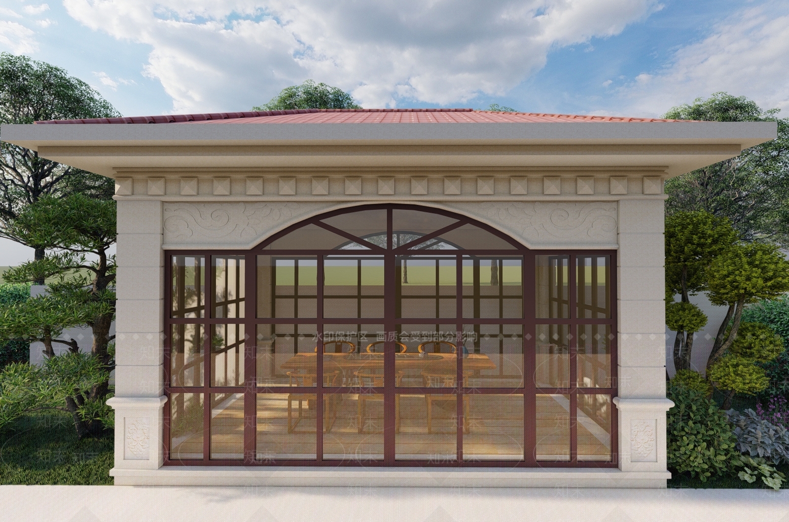 法式欧式亭子SU模型下载【ID:1177035712】