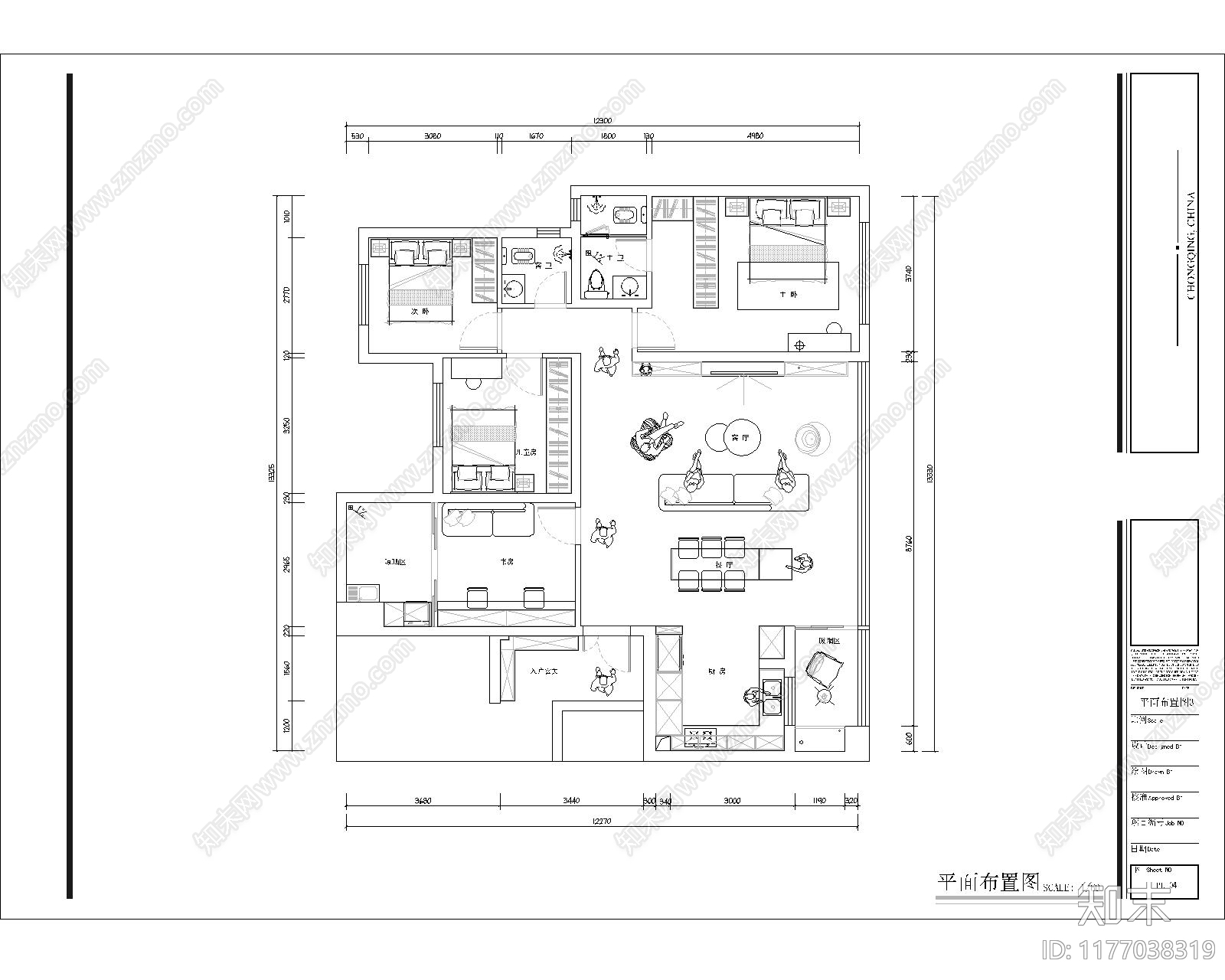 现代其他家装空间cad施工图下载【ID:1177038319】