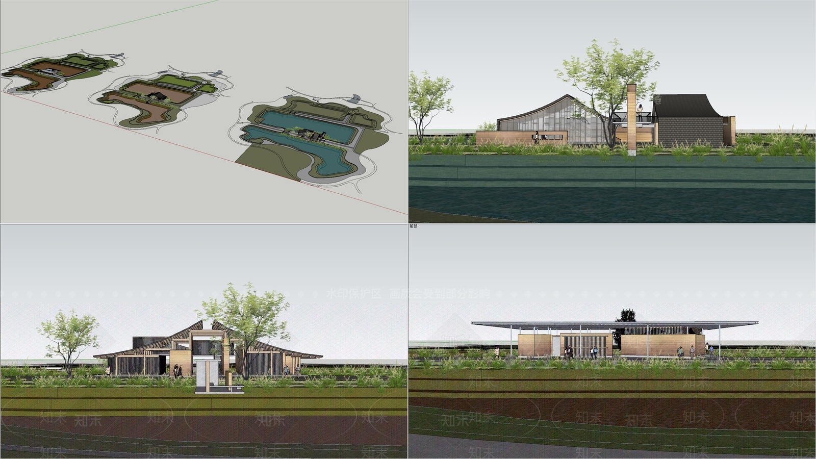 现代新中式小公建SU模型下载【ID:1177041462】
