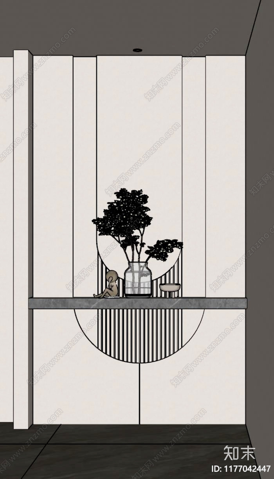 奶油简约玄关SU模型下载【ID:1177042447】