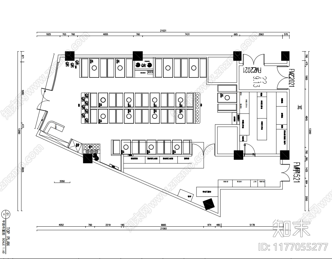 现代火锅店cad施工图下载【ID:1177055277】