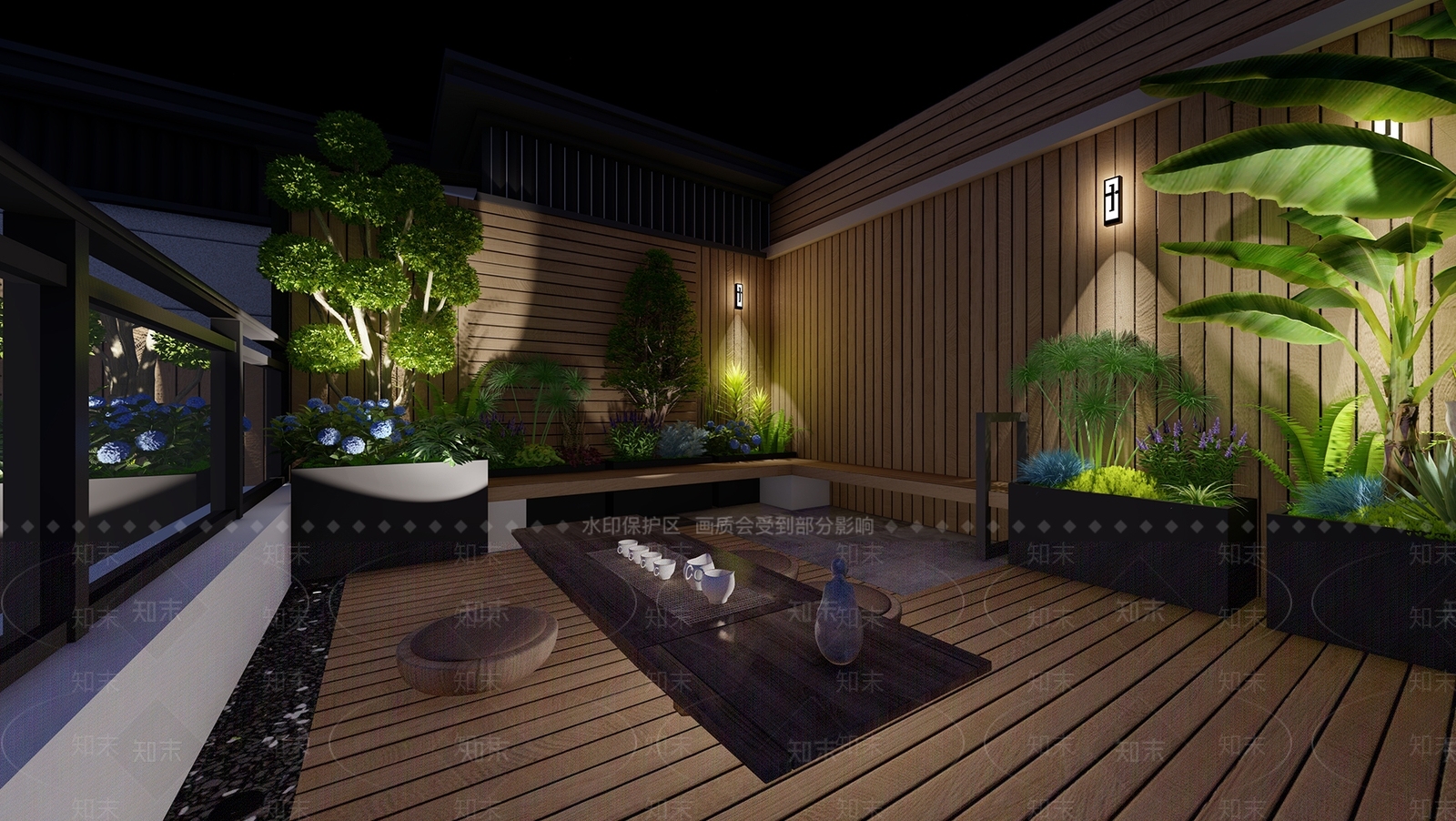 新中式日式屋顶花园SU模型下载【ID:1177681590】