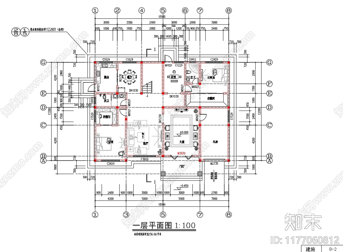 新中式别墅建筑cad施工图下载【ID:1177060812】