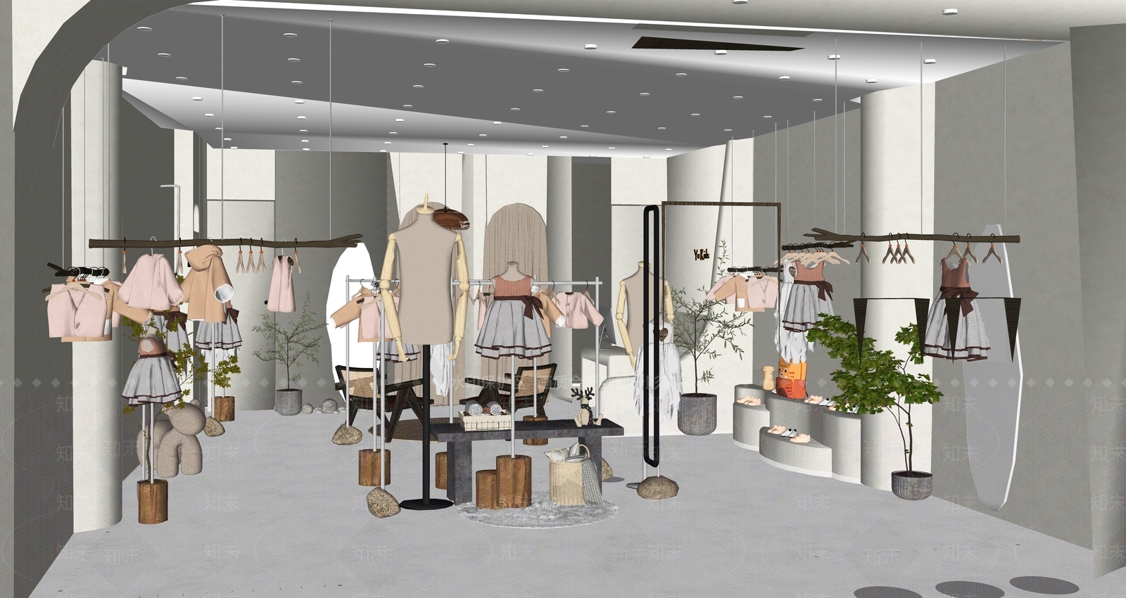 现代简约服装店SU模型下载【ID:1177062426】