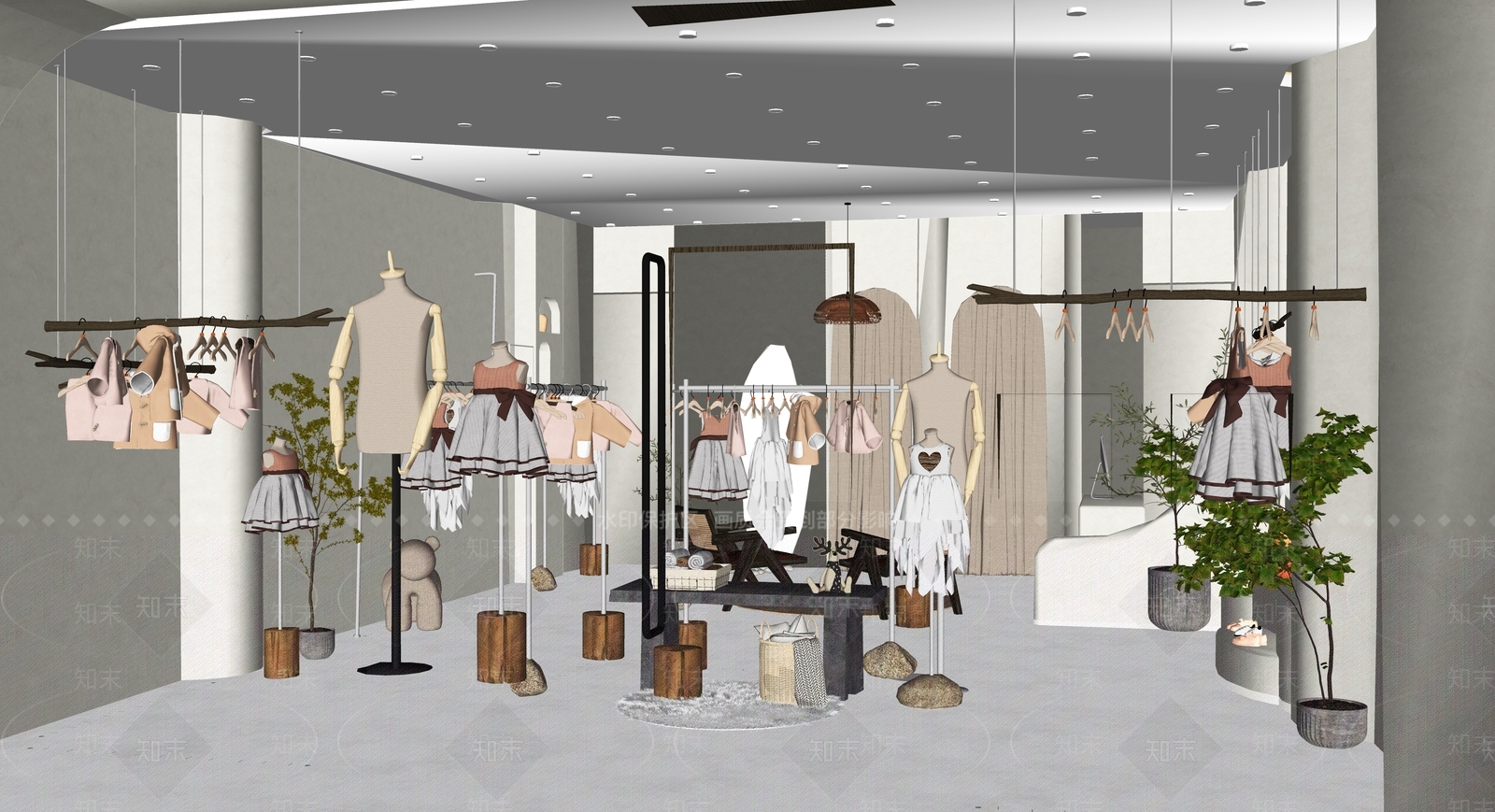 现代简约服装店SU模型下载【ID:1177062426】