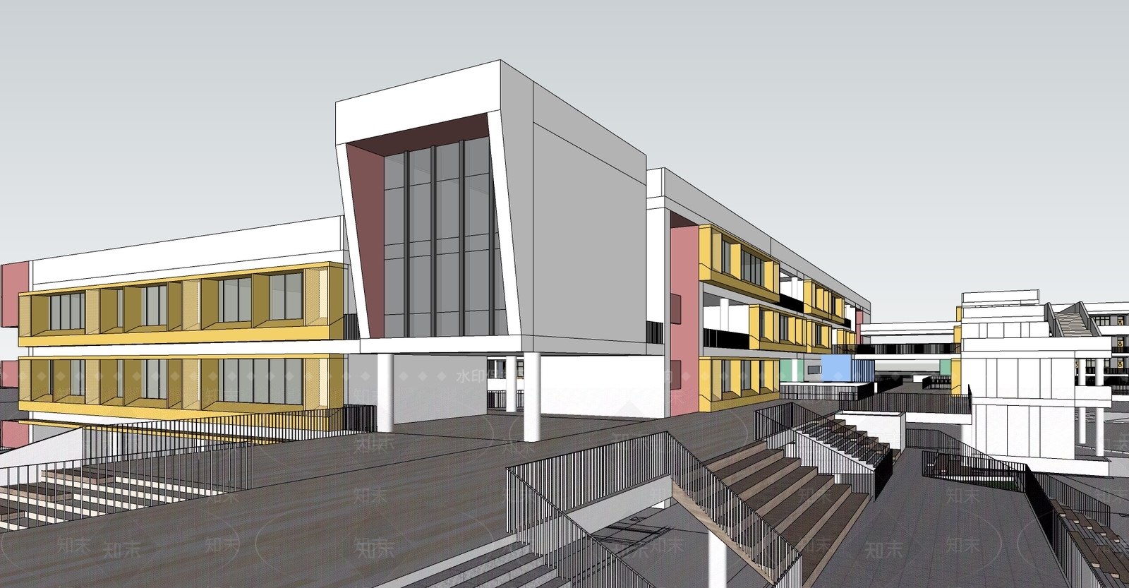 现代学校建筑SU模型下载【ID:1177069249】