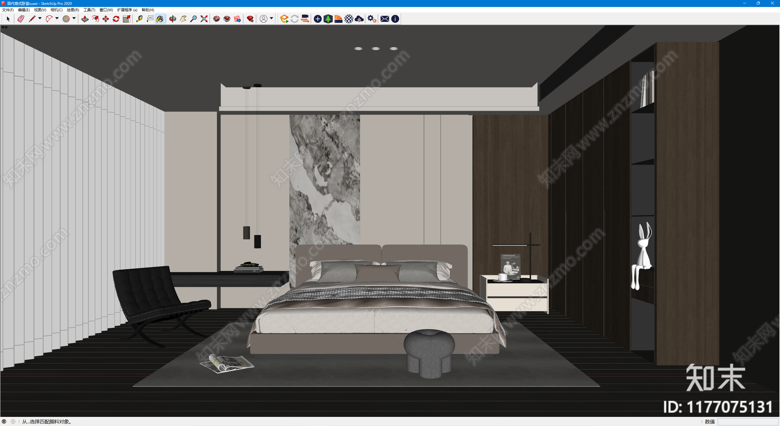 现代意式家居卧室SU模型下载【ID:1177075131】