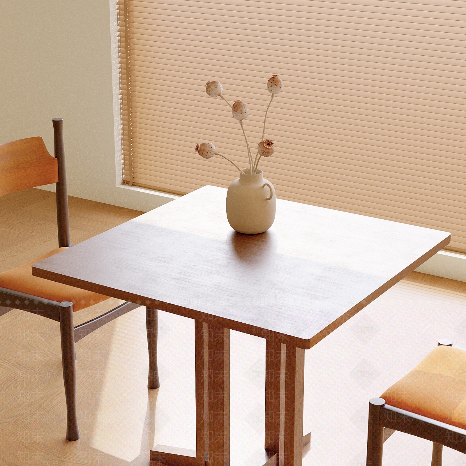 侘寂北欧餐桌椅3D模型下载【ID:1177081796】