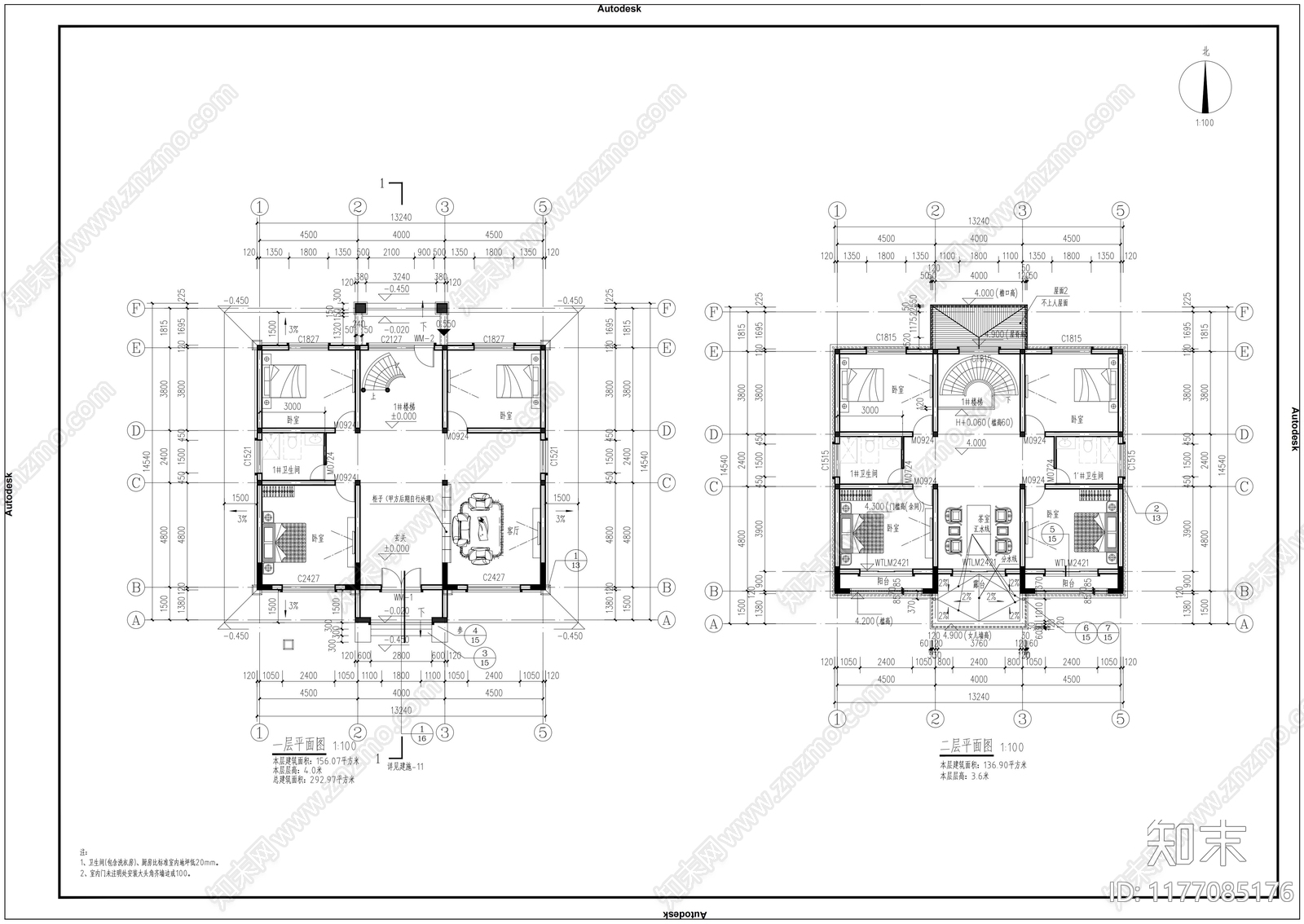 美式别墅建筑cad施工图下载【ID:1177085176】