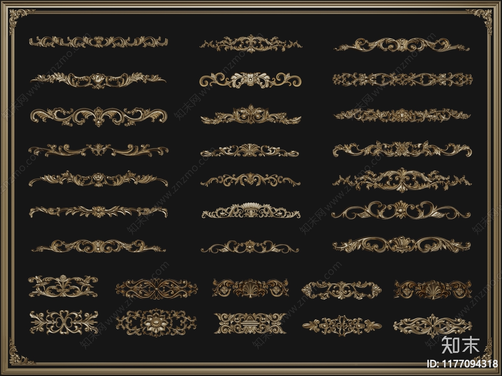 法式欧式雕花3D模型下载【ID:1177094318】