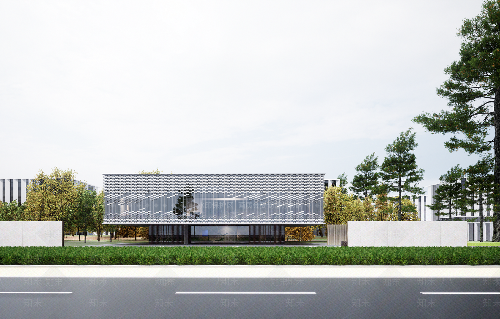 现代展览馆建筑SU模型下载【ID:1177097028】