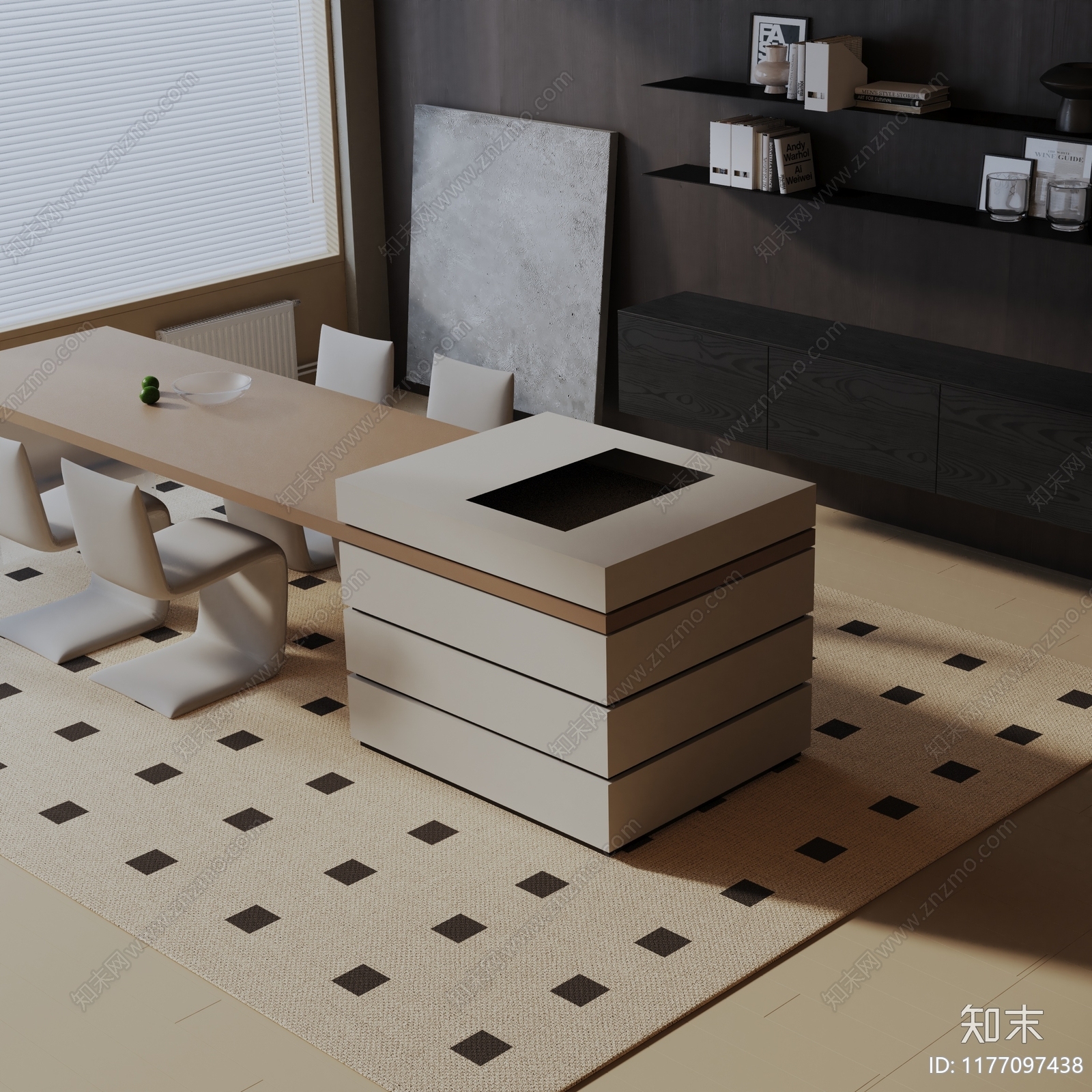 现代餐桌椅3D模型下载【ID:1177097438】