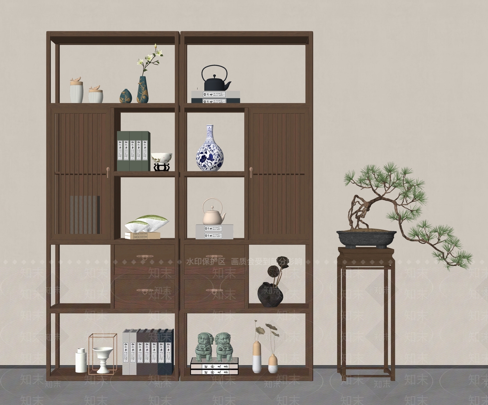 新中式博古架SU模型下载【ID:1177105048】