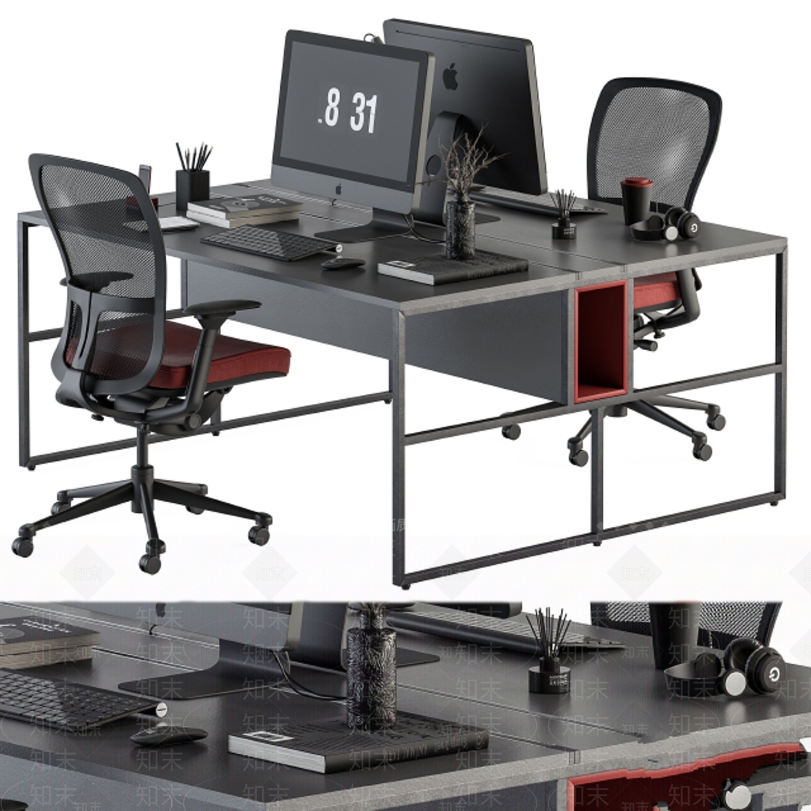 办公桌椅3D模型下载【ID:1177105877】