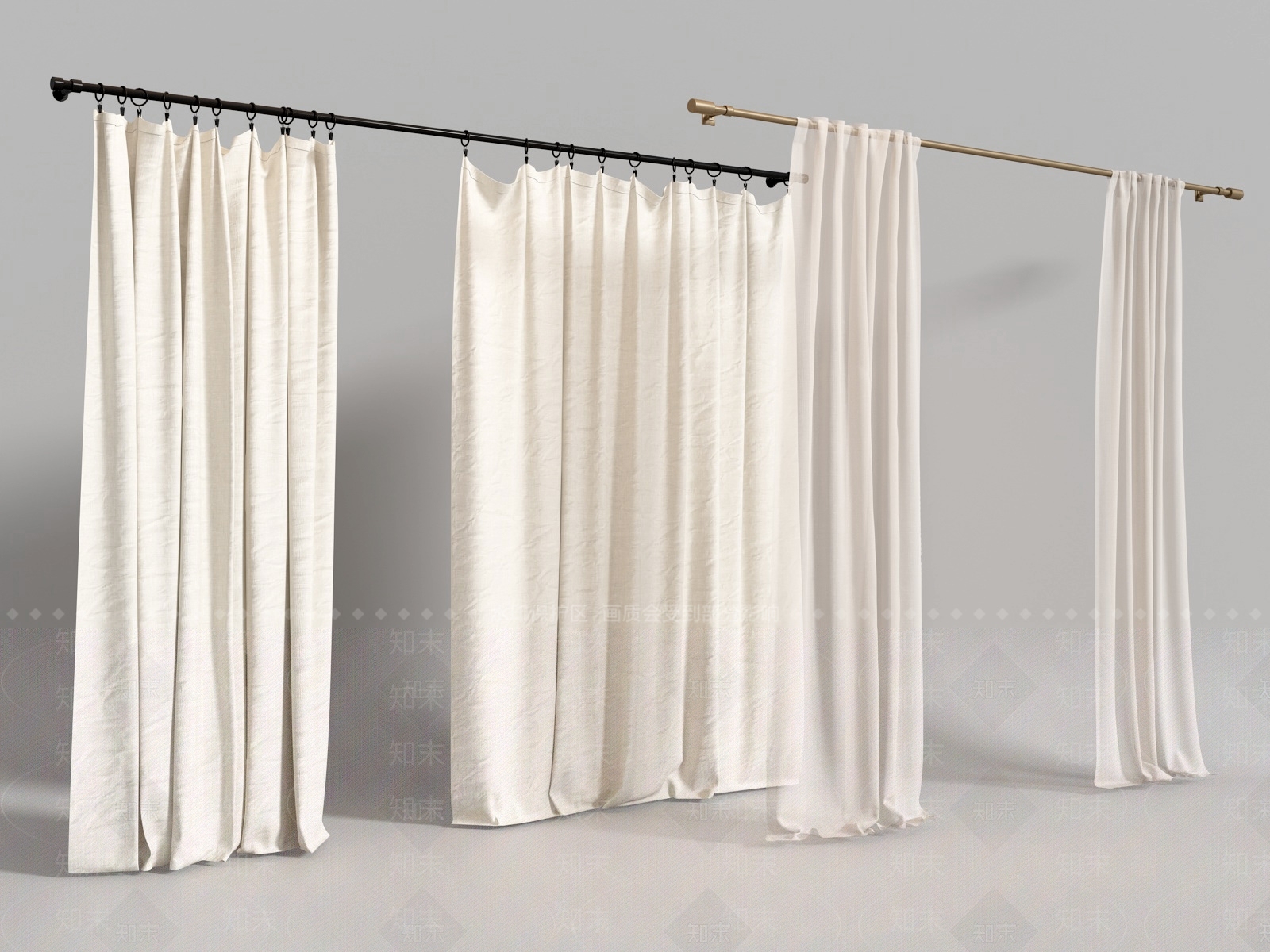 现代纱帘3D模型下载【ID:1177107454】