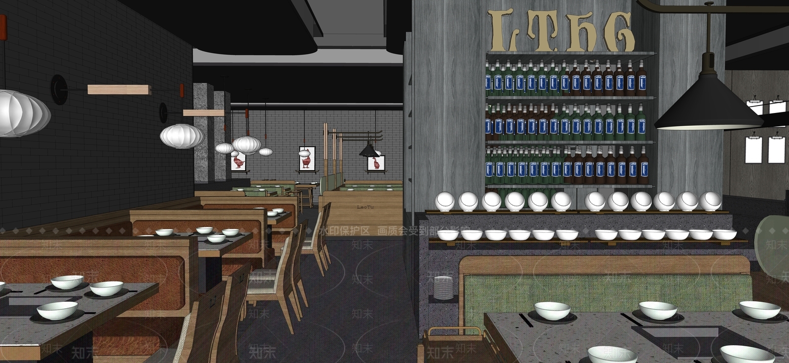 新中式火锅店SU模型下载【ID:1177108742】