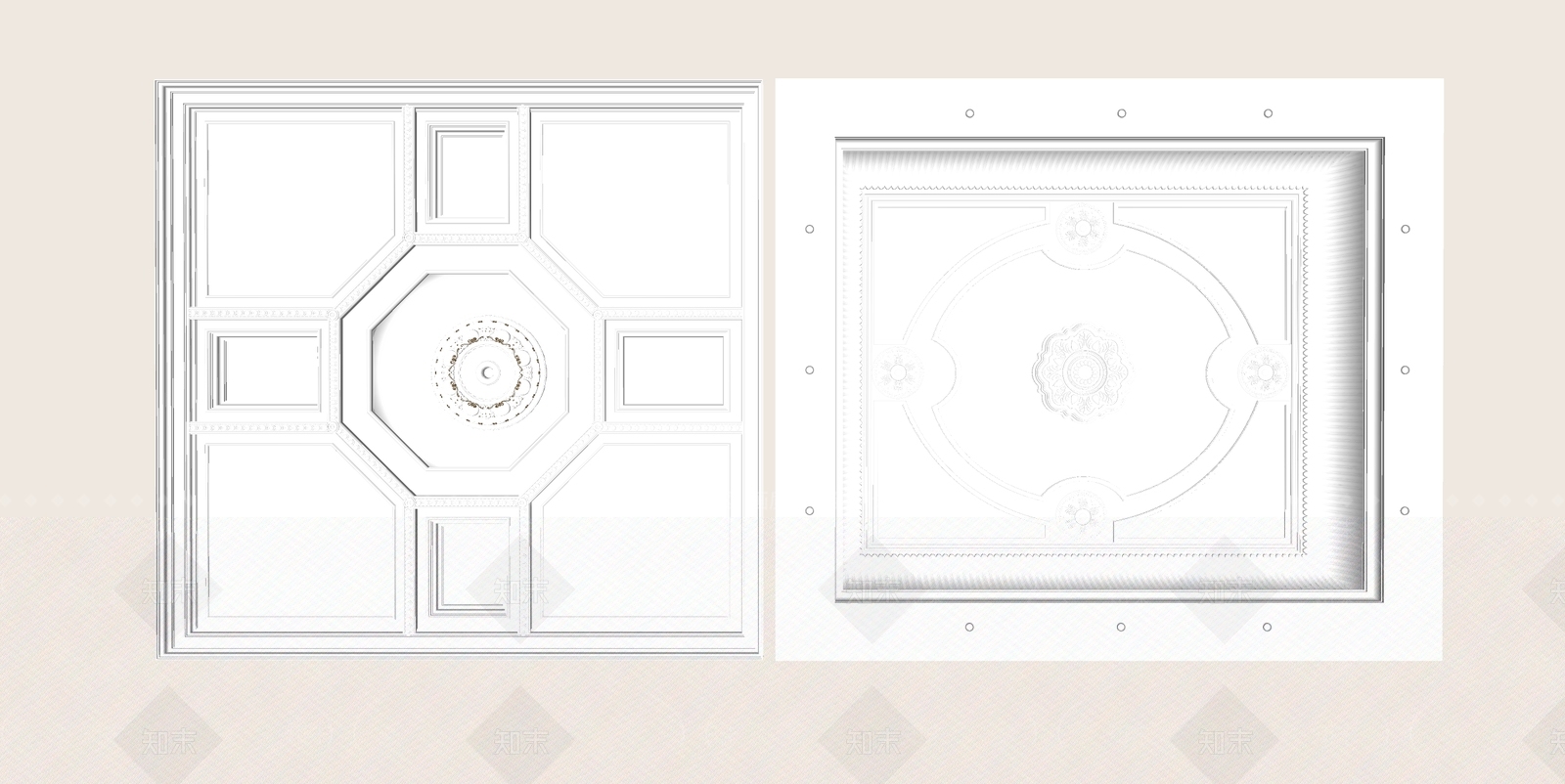 欧式吊顶SU模型下载【ID:1177109689】