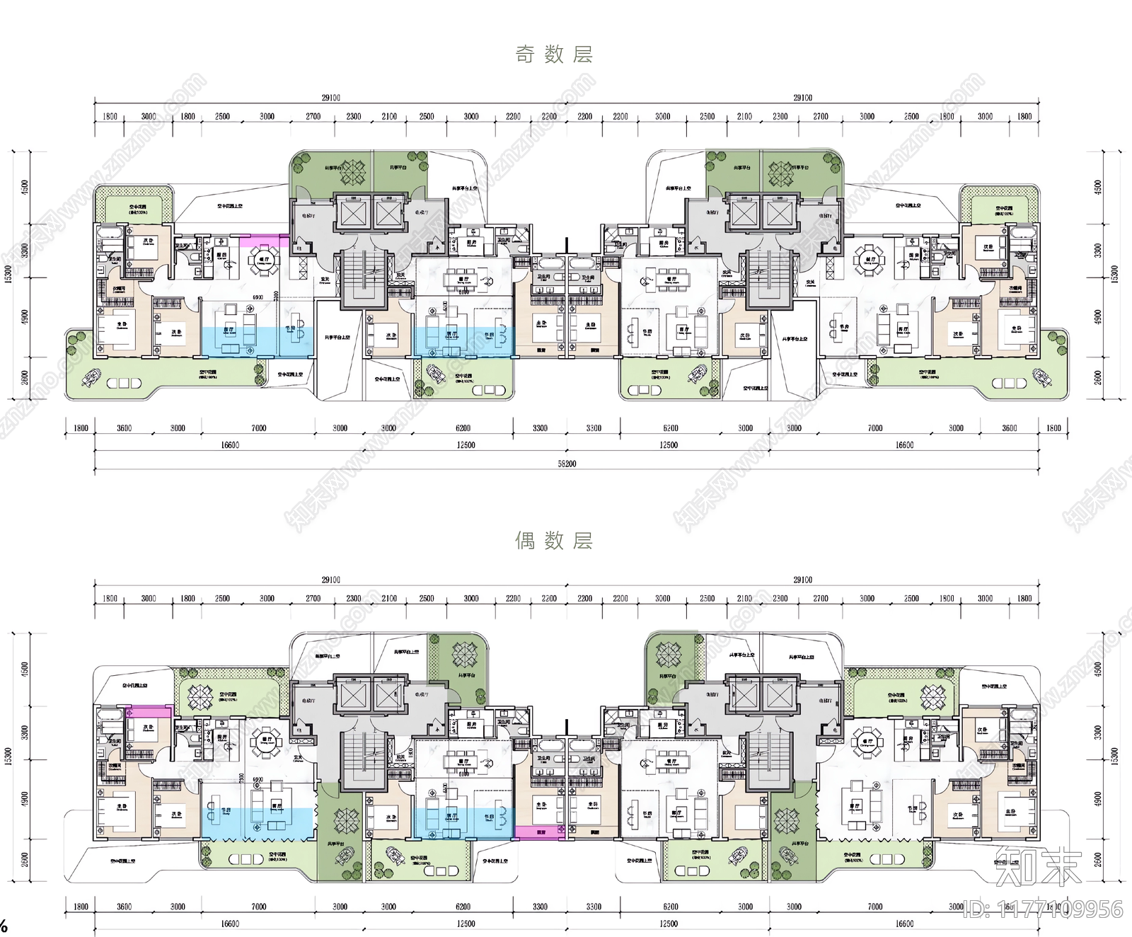 现代新中式住宅楼建筑施工图下载【ID:1177109956】