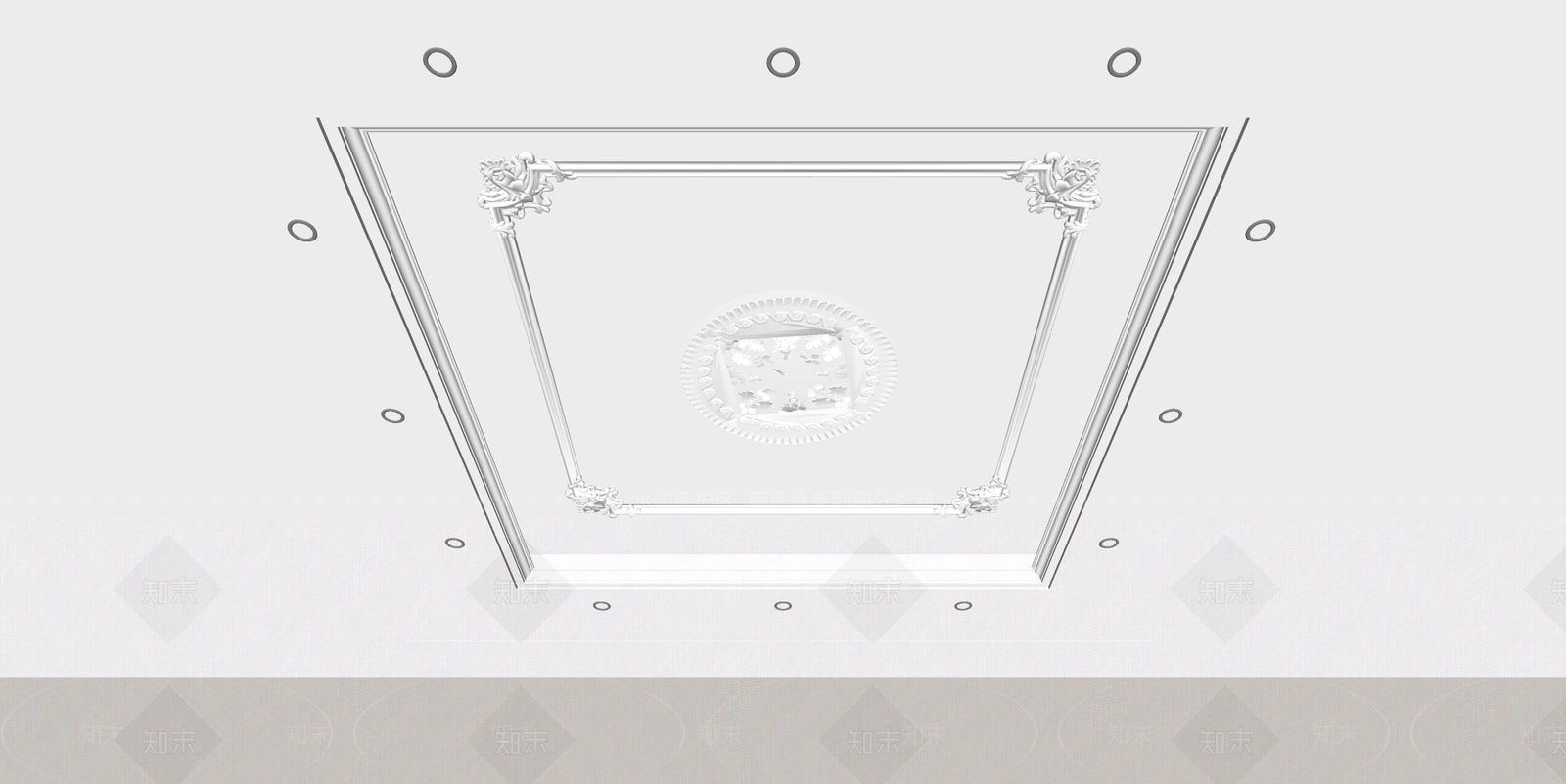 欧式吊顶SU模型下载【ID:1177109952】