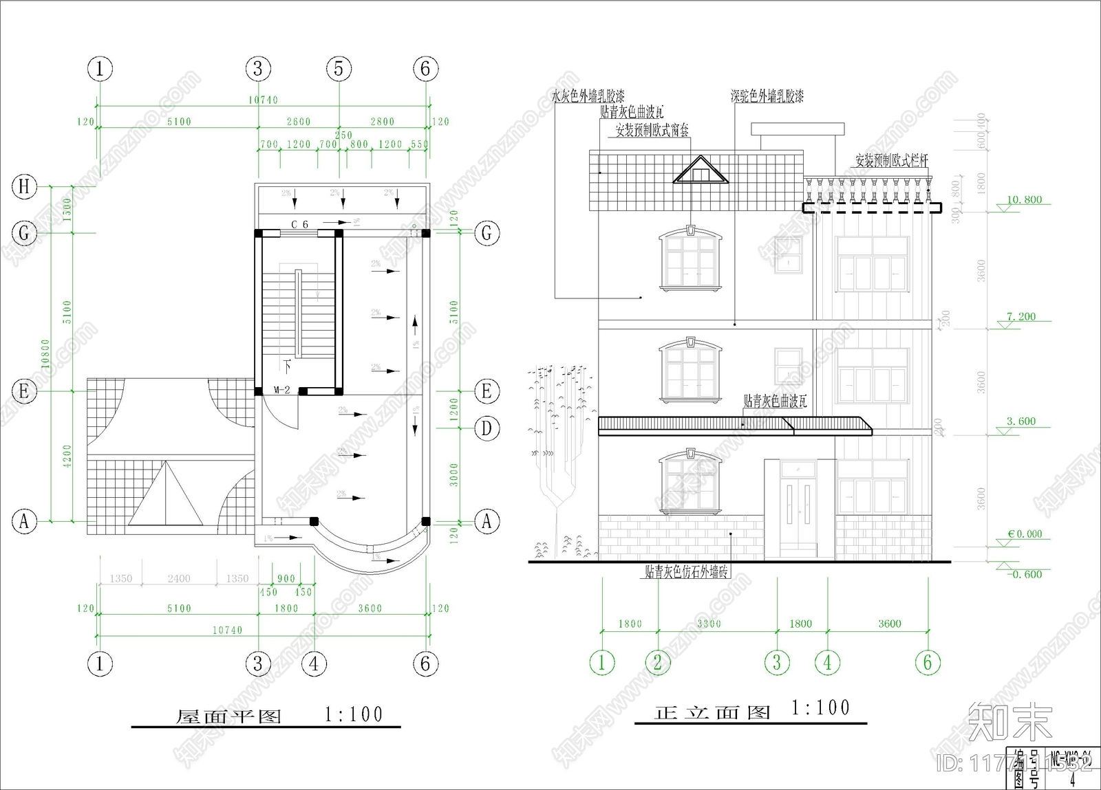 现代别墅建筑cad施工图下载【ID:1177111532】