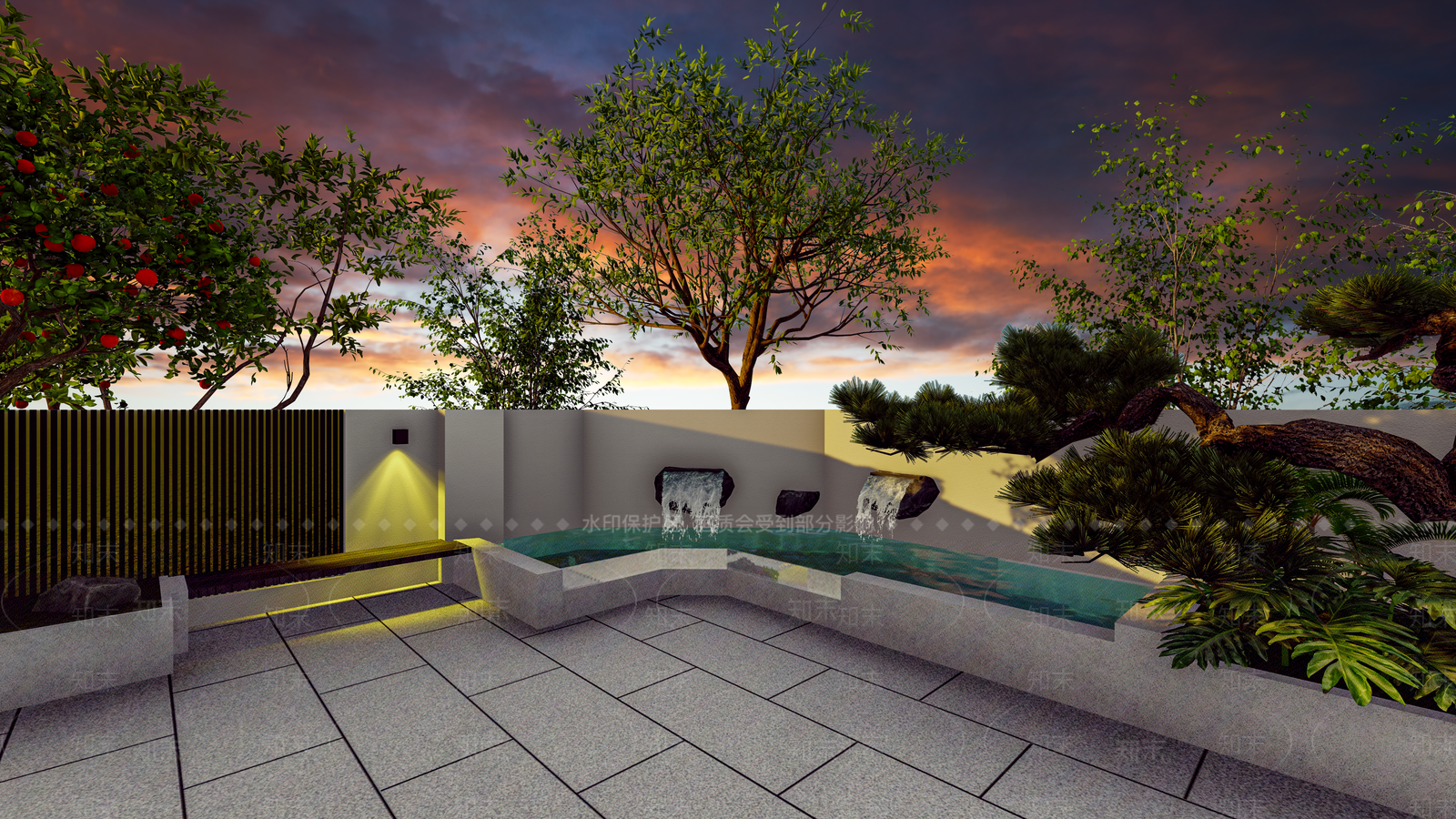 欧式现代别墅庭院SU模型下载【ID:1177112673】