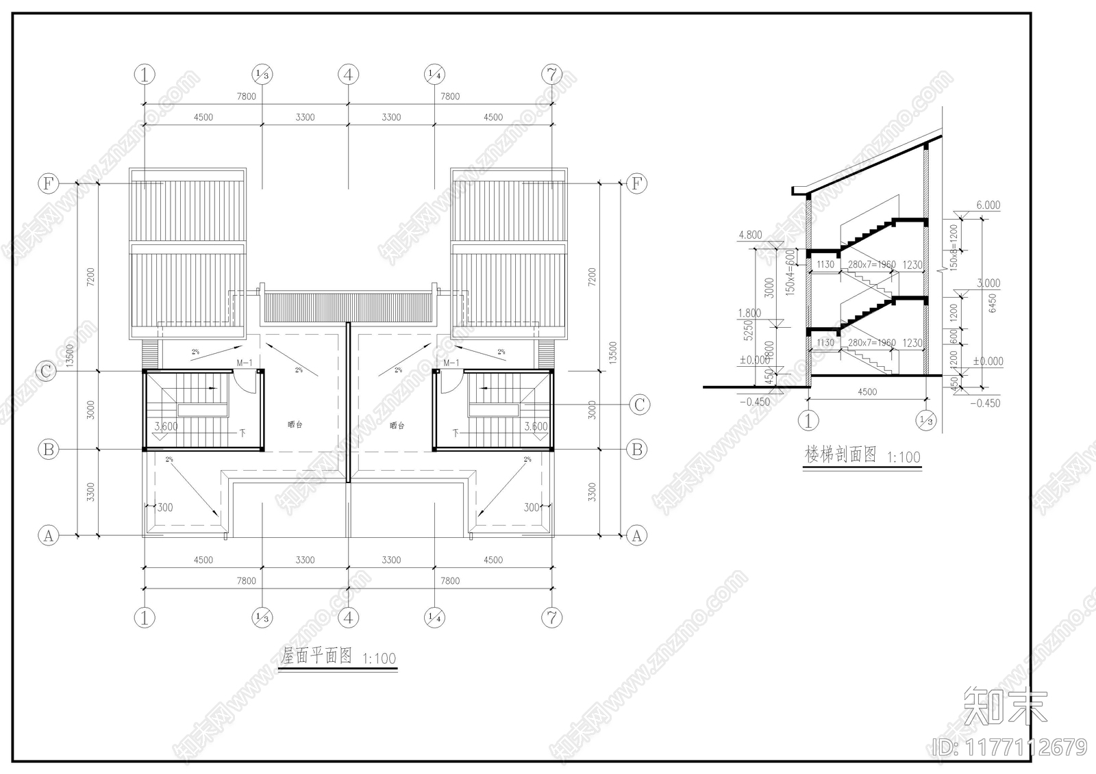 现代别墅建筑cad施工图下载【ID:1177112679】