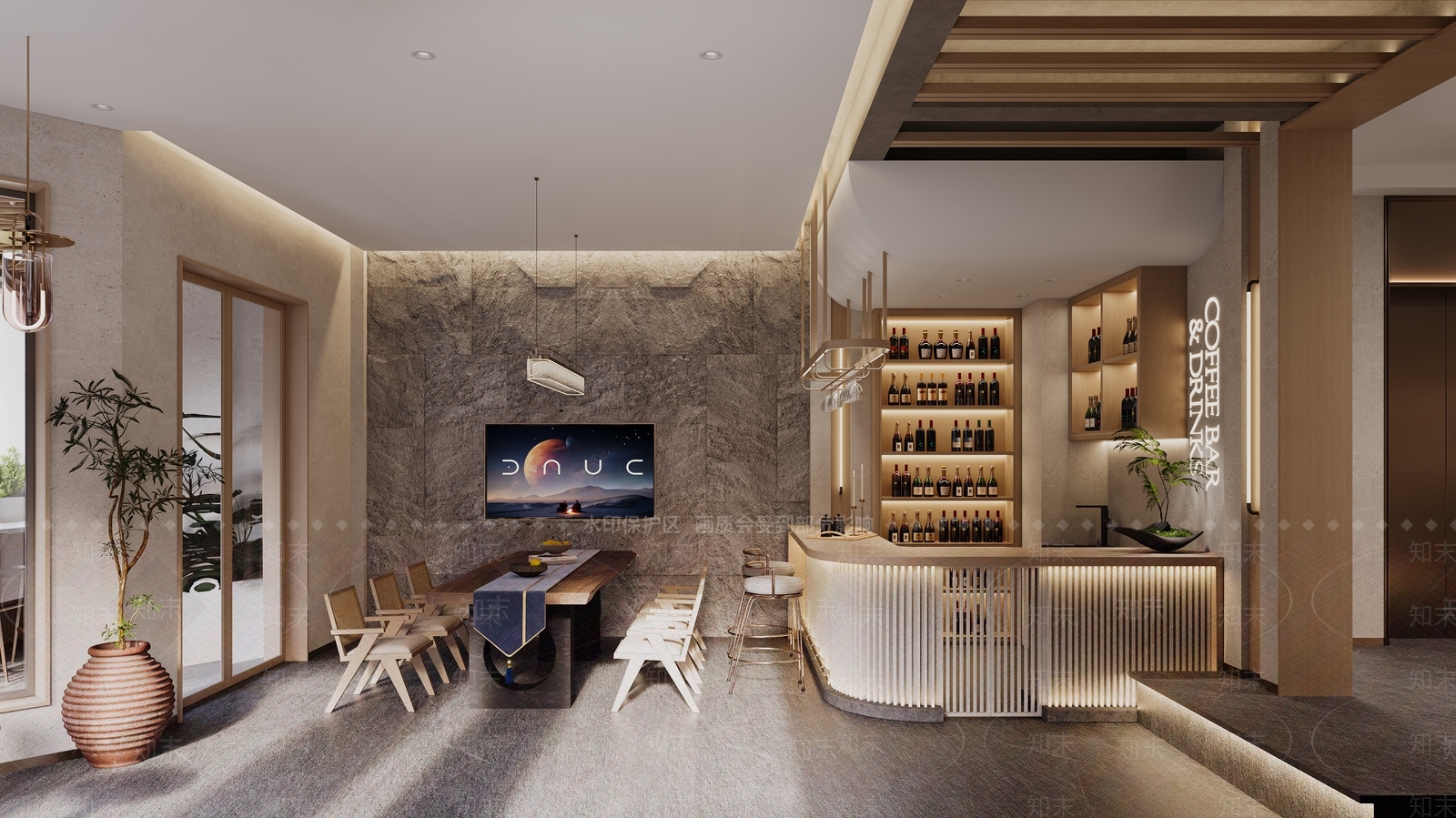 侘寂现代酒吧3D模型下载【ID:1177114795】