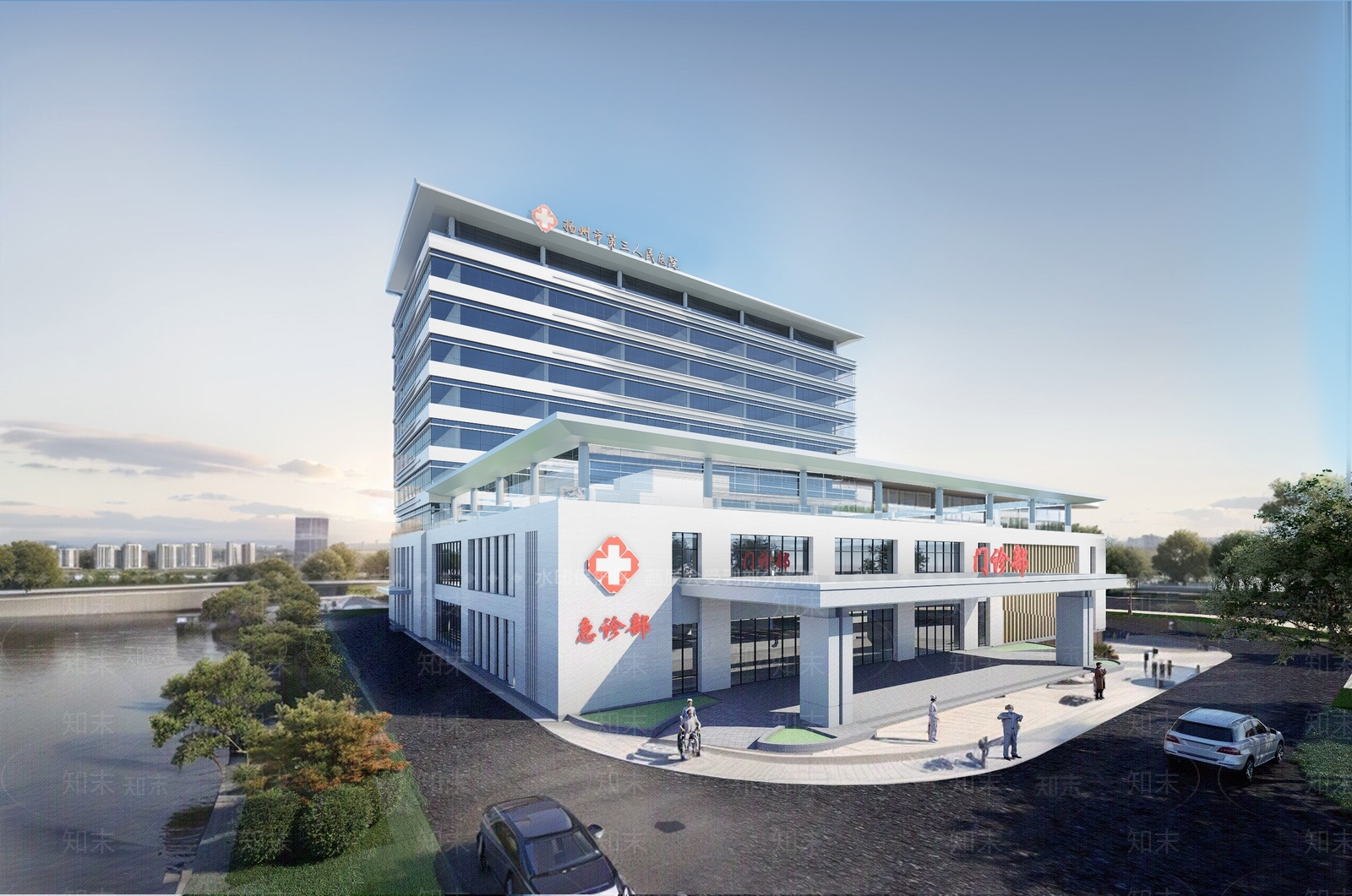 现代医院建筑SU模型下载【ID:1177120813】
