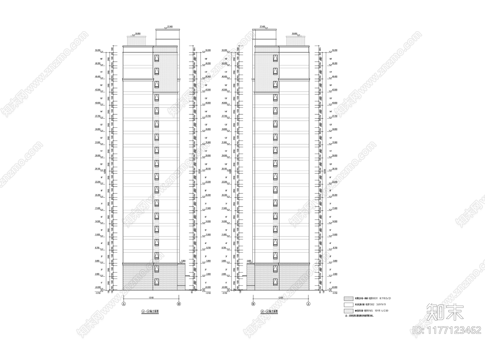 现代住宅楼建筑cad施工图下载【ID:1177123462】