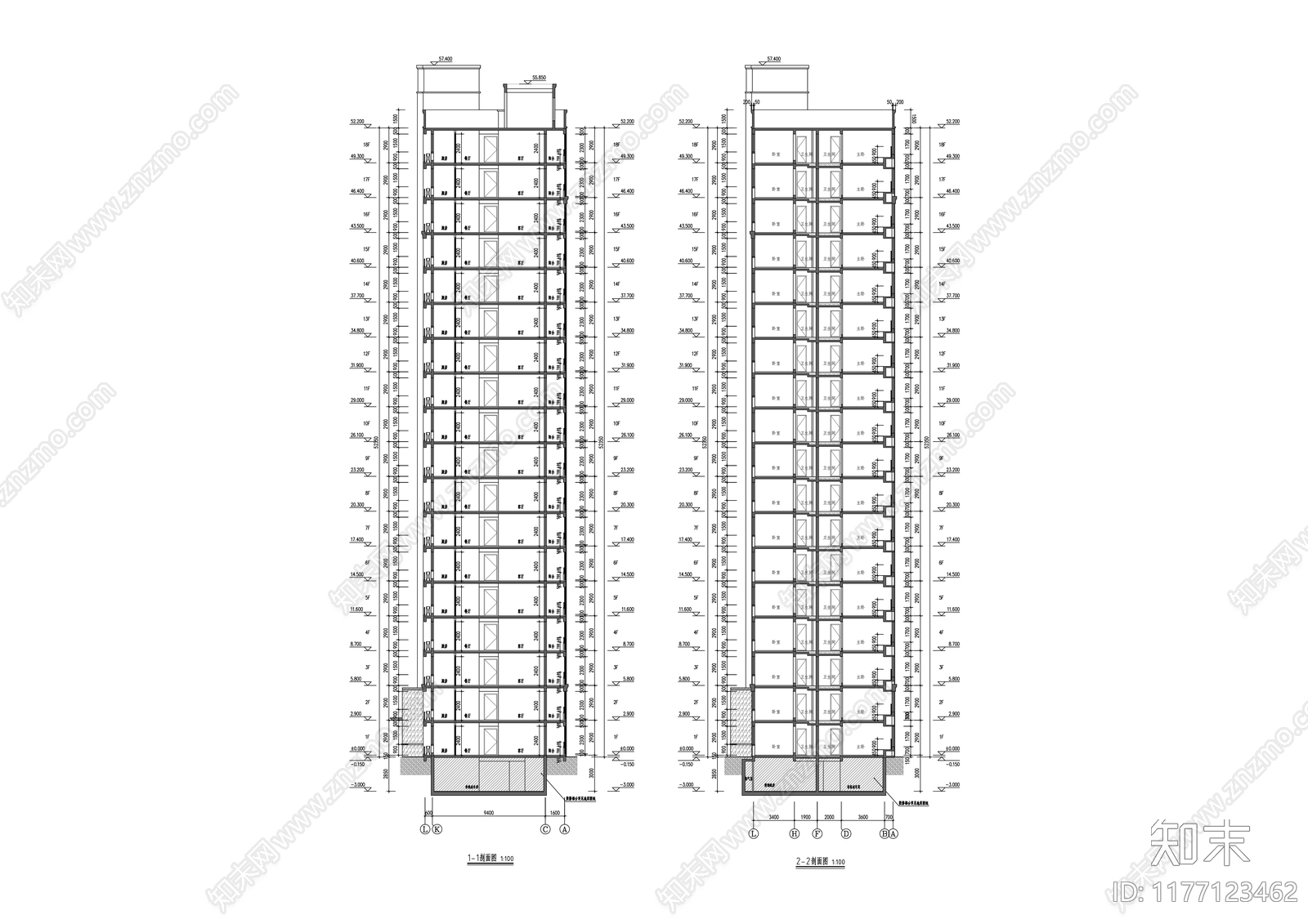 现代住宅楼建筑cad施工图下载【ID:1177123462】