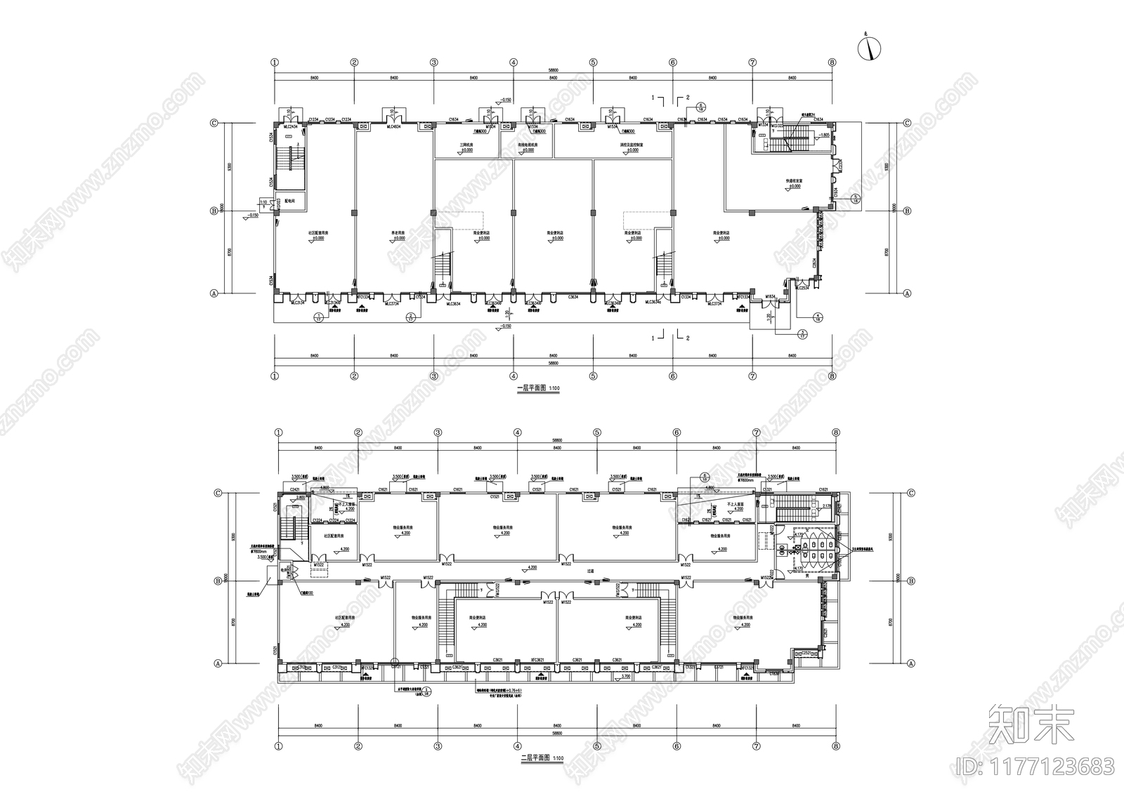 现代商业街cad施工图下载【ID:1177123683】