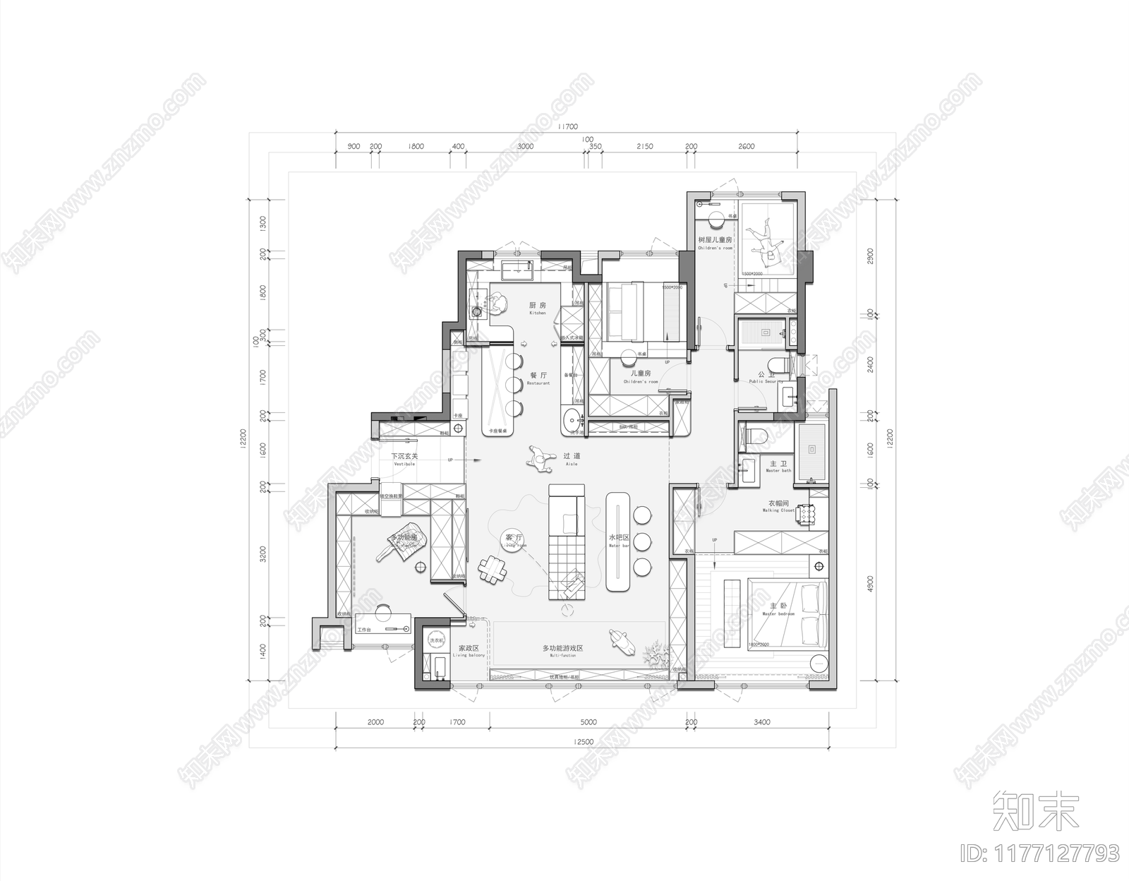 平层施工图下载【ID:1177127793】