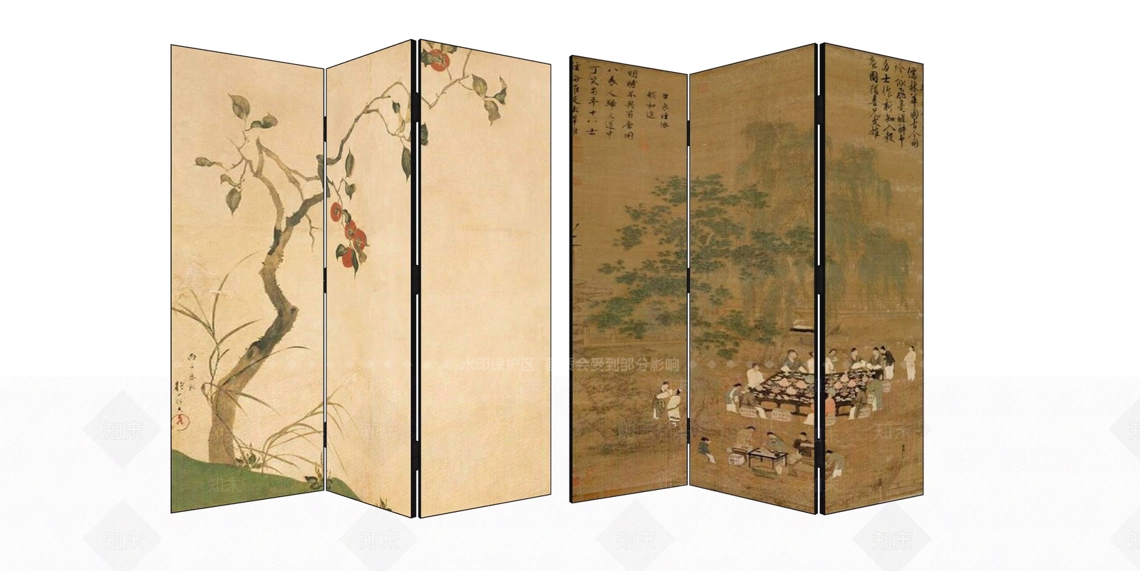 新中式屏风SU模型下载【ID:1177130195】
