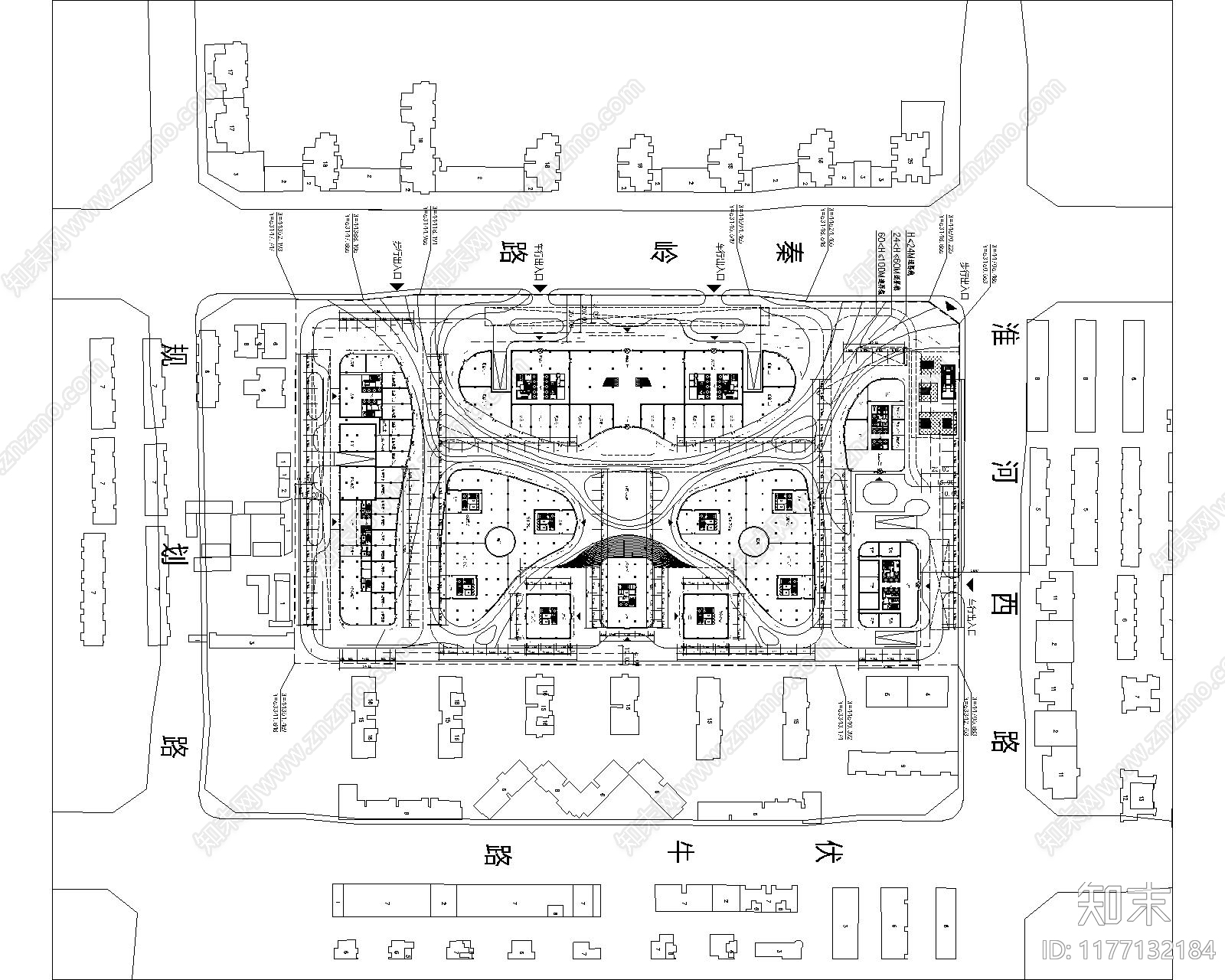 现代产业园建筑cad施工图下载【ID:1177132184】