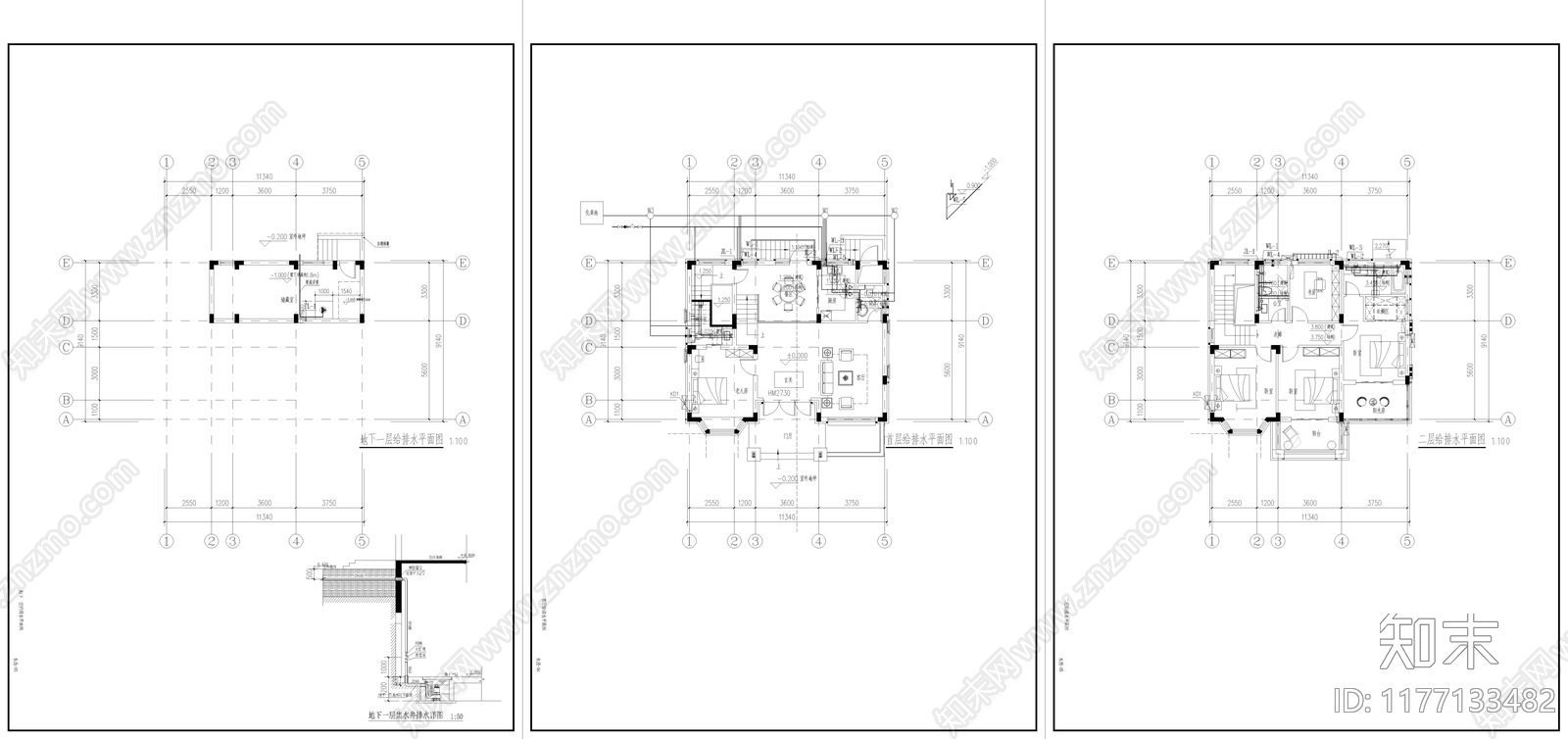 现代欧式别墅建筑cad施工图下载【ID:1177133482】