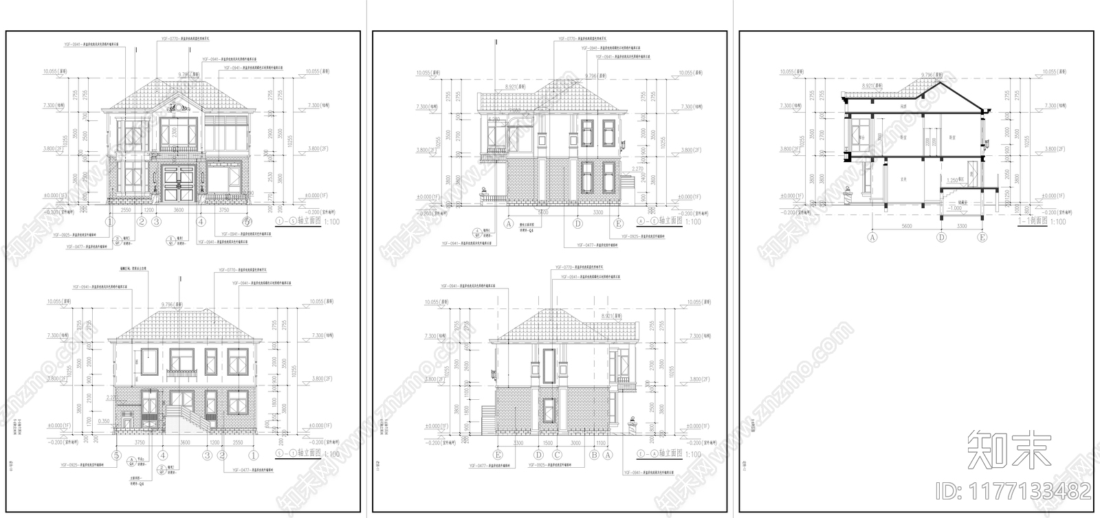 现代欧式别墅建筑cad施工图下载【ID:1177133482】