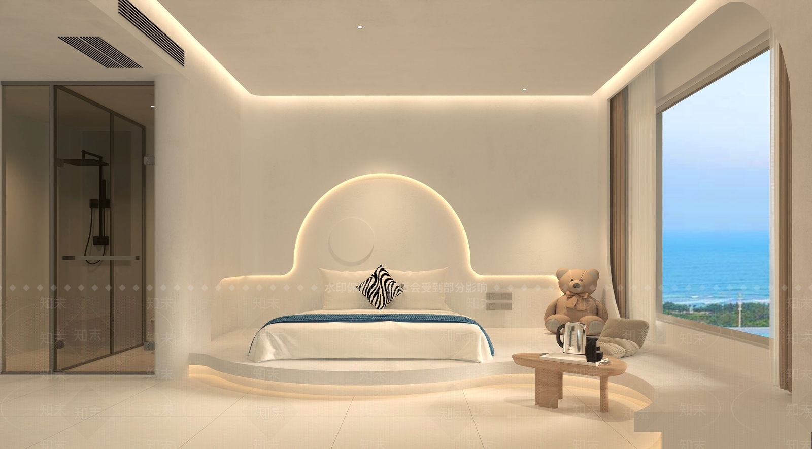 现代奶油民宿3D模型下载【ID:1177145737】