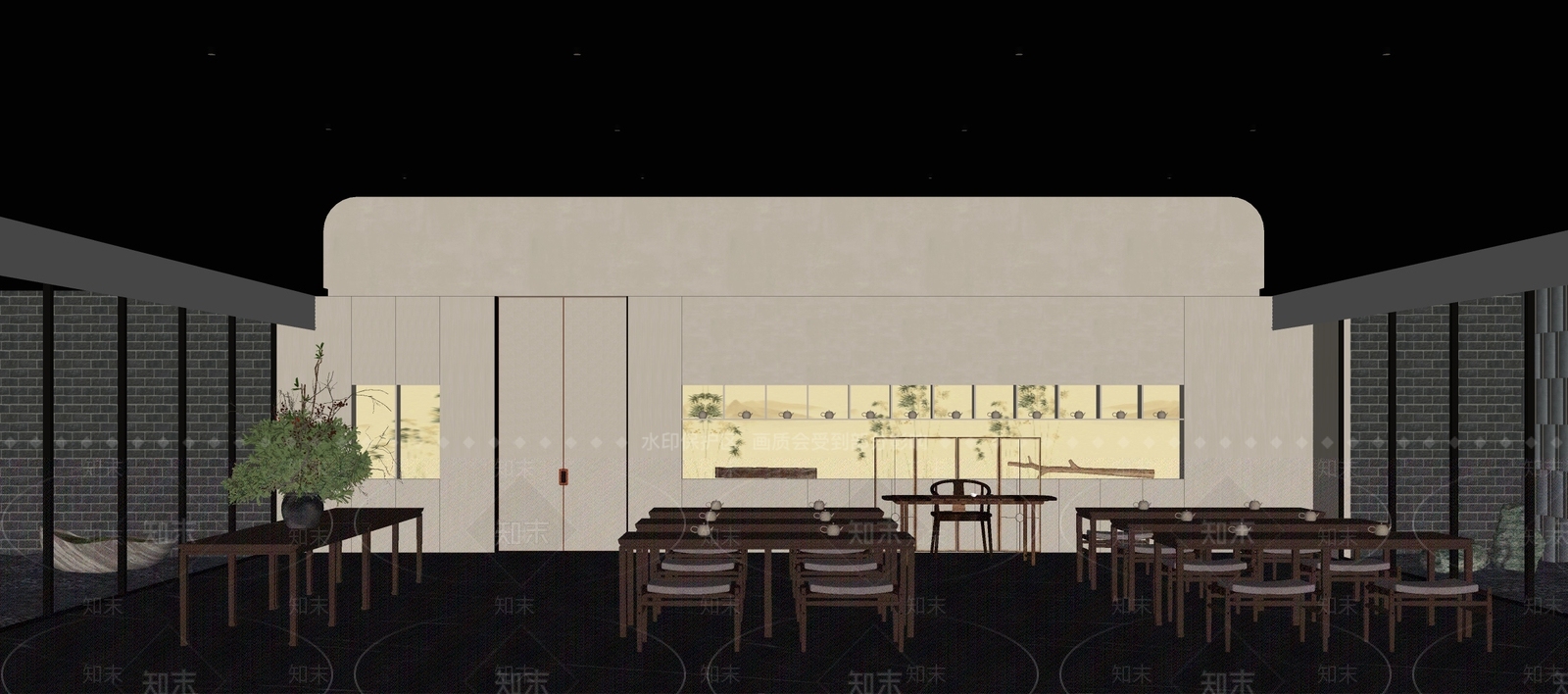 新中式中式茶馆SU模型下载【ID:1177146546】