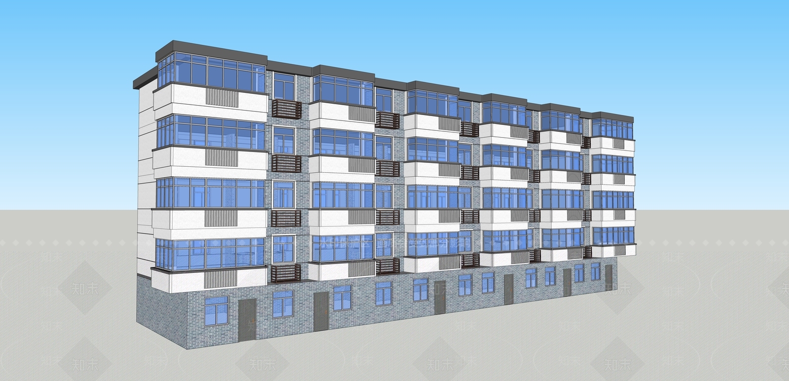 现代多层住宅SU模型下载【ID:1177150612】
