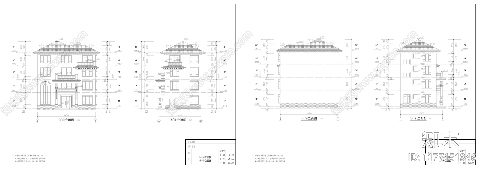 现代别墅建筑cad施工图下载【ID:1177151346】