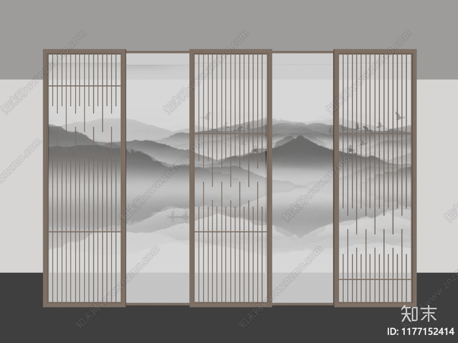 新中式屏风SU模型下载【ID:1177152414】