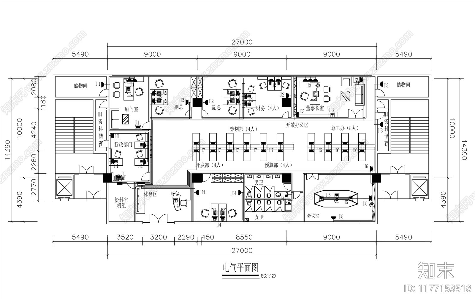 现代整体办公空间cad施工图下载【ID:1177153518】