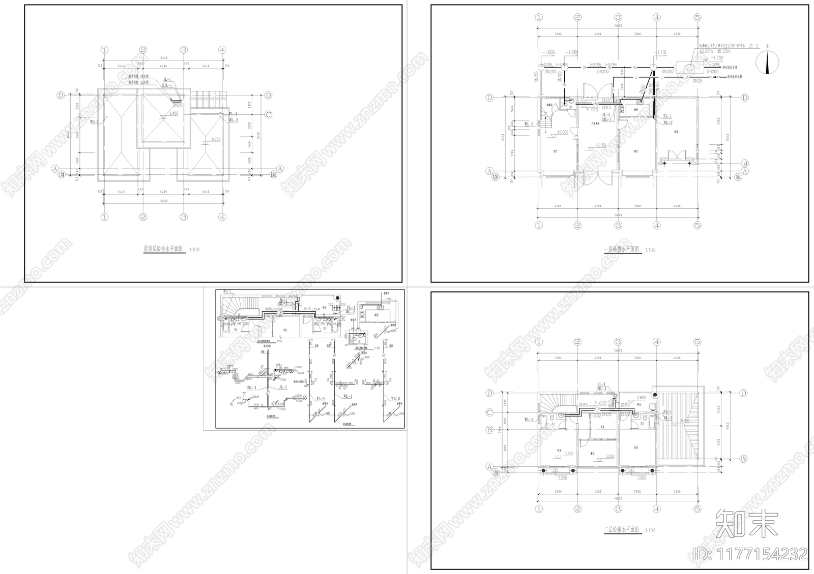 现代别墅建筑cad施工图下载【ID:1177154232】